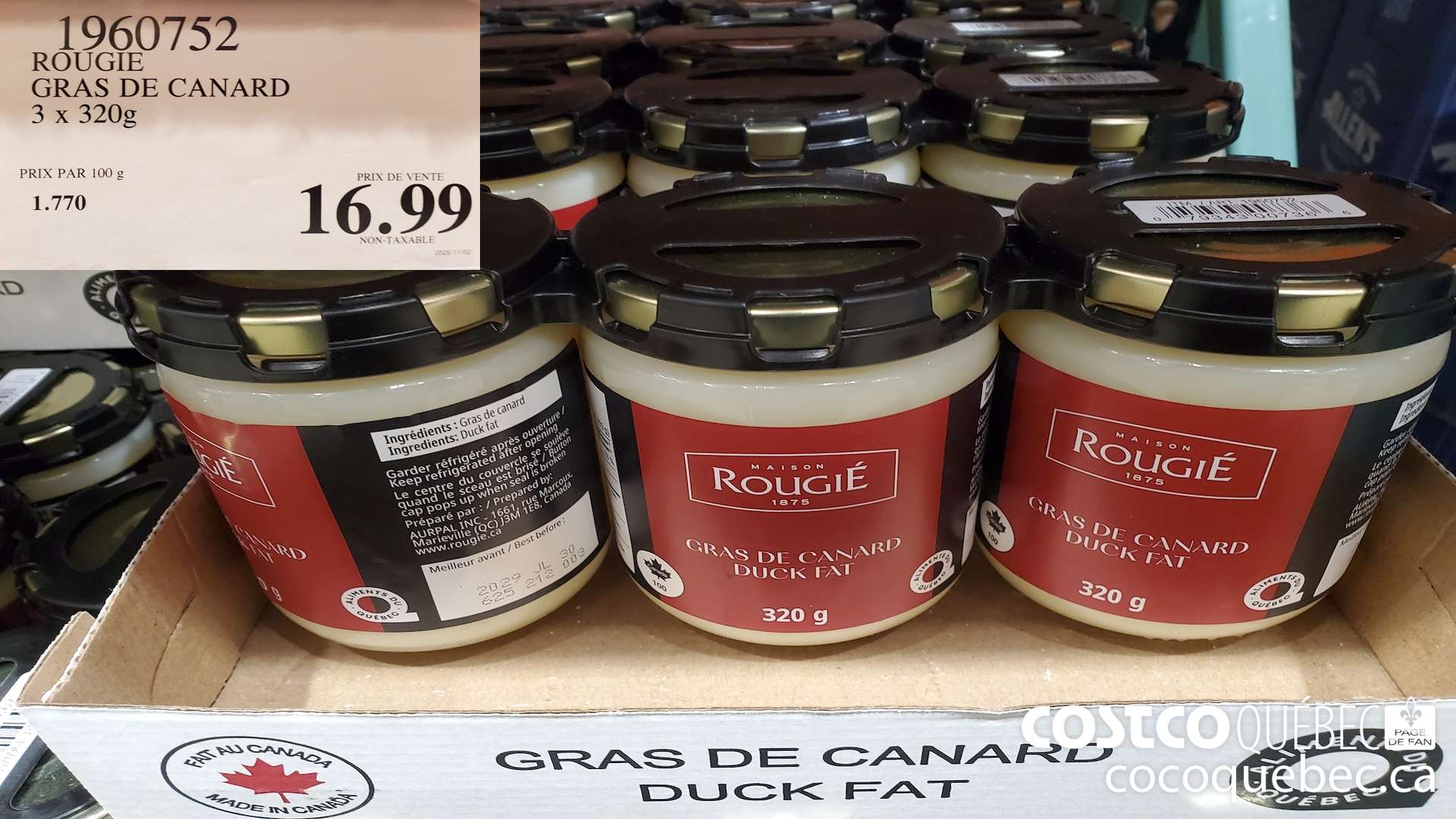 1960752 ROUGIE GRAS DE CANARD 3 x 320g $16.99