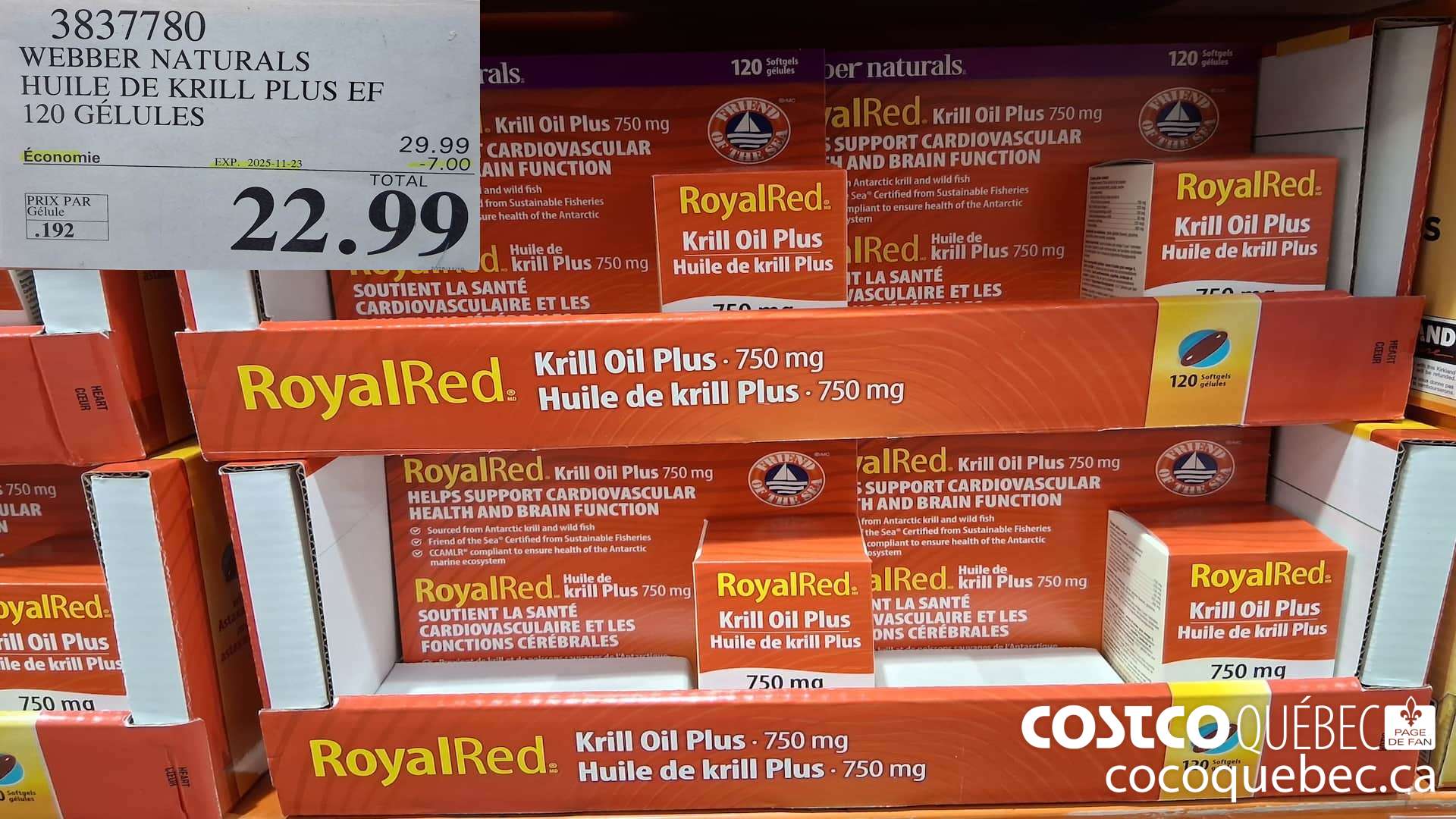 3837780 ROYAL RED HUILE DE KRILL PLUS EF 120 GELULES  ($7.00 INSTANT SAVINGS EXPIRES ON 2025-11-23) $22.99