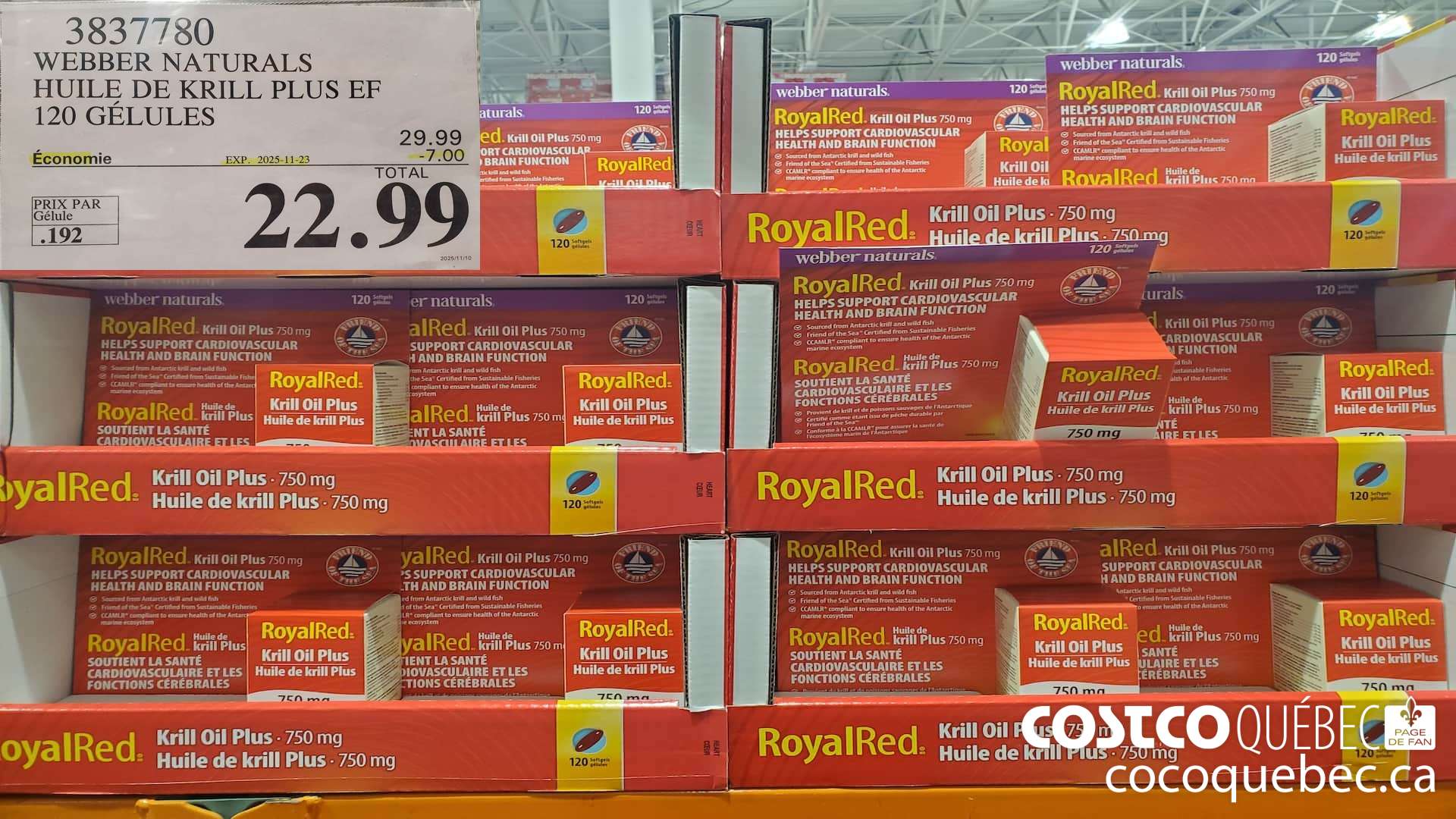 3837780 ROYAL RED HUILE DE KRILL PLUS EF 120 GELULES  ($7.00 INSTANT SAVINGS EXPIRES ON 2025-11-23) $22.99