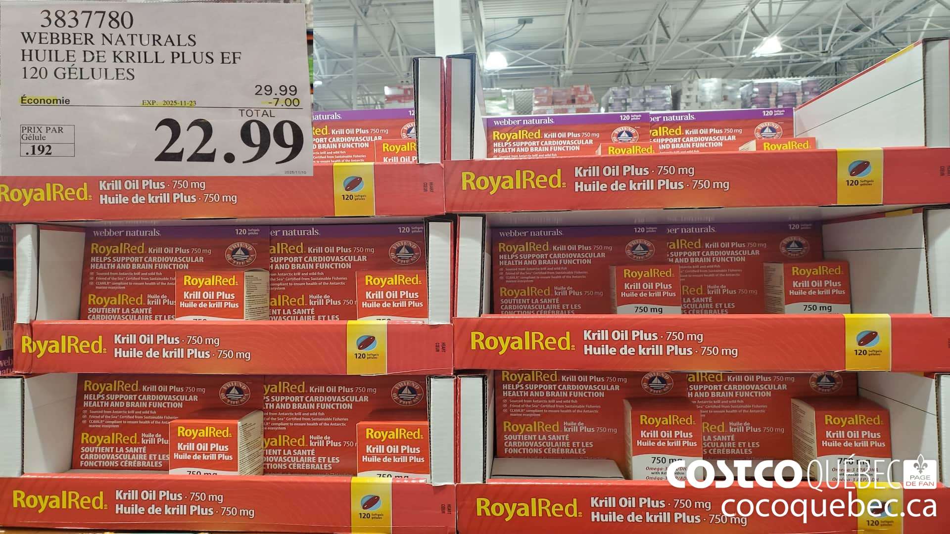 3837780 ROYAL RED HUILE DE KRILL PLUS EF 120 GELULES  ($7.00 INSTANT SAVINGS EXPIRES ON 2025-11-23) $22.99