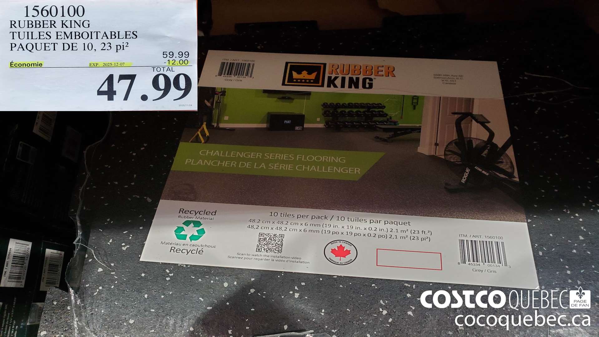 1560100 RUBBER KING -TUILES EMBOITABLES PAQUET DE 10, 23 pi ($12.00 INSTANT SAVINGS EXPIRES ON 2025-12-07) $47.99