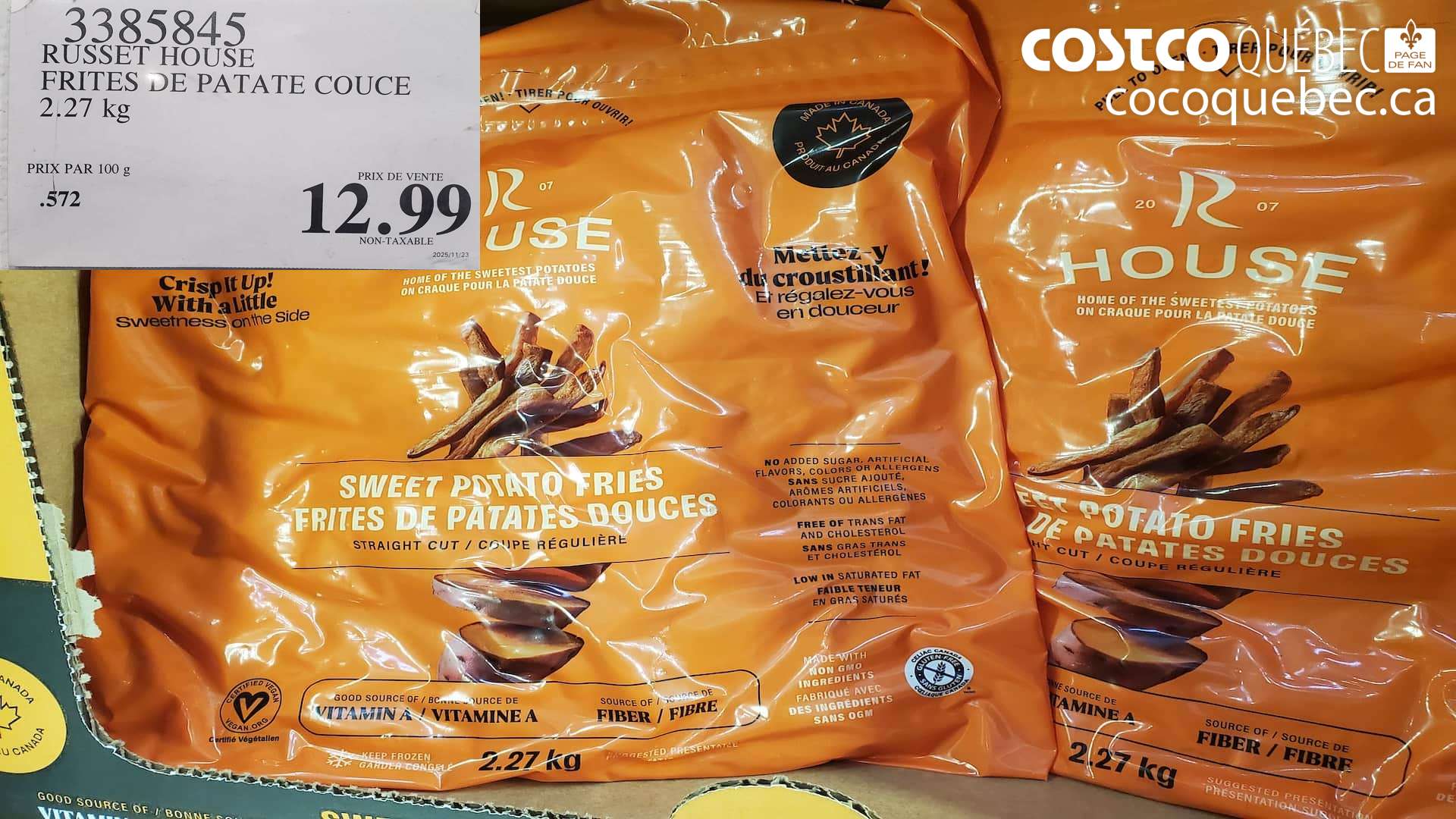 3385845 RUSSET HOUSE FRITES DE PATATE DOUCE 2.27 KG  $12.99