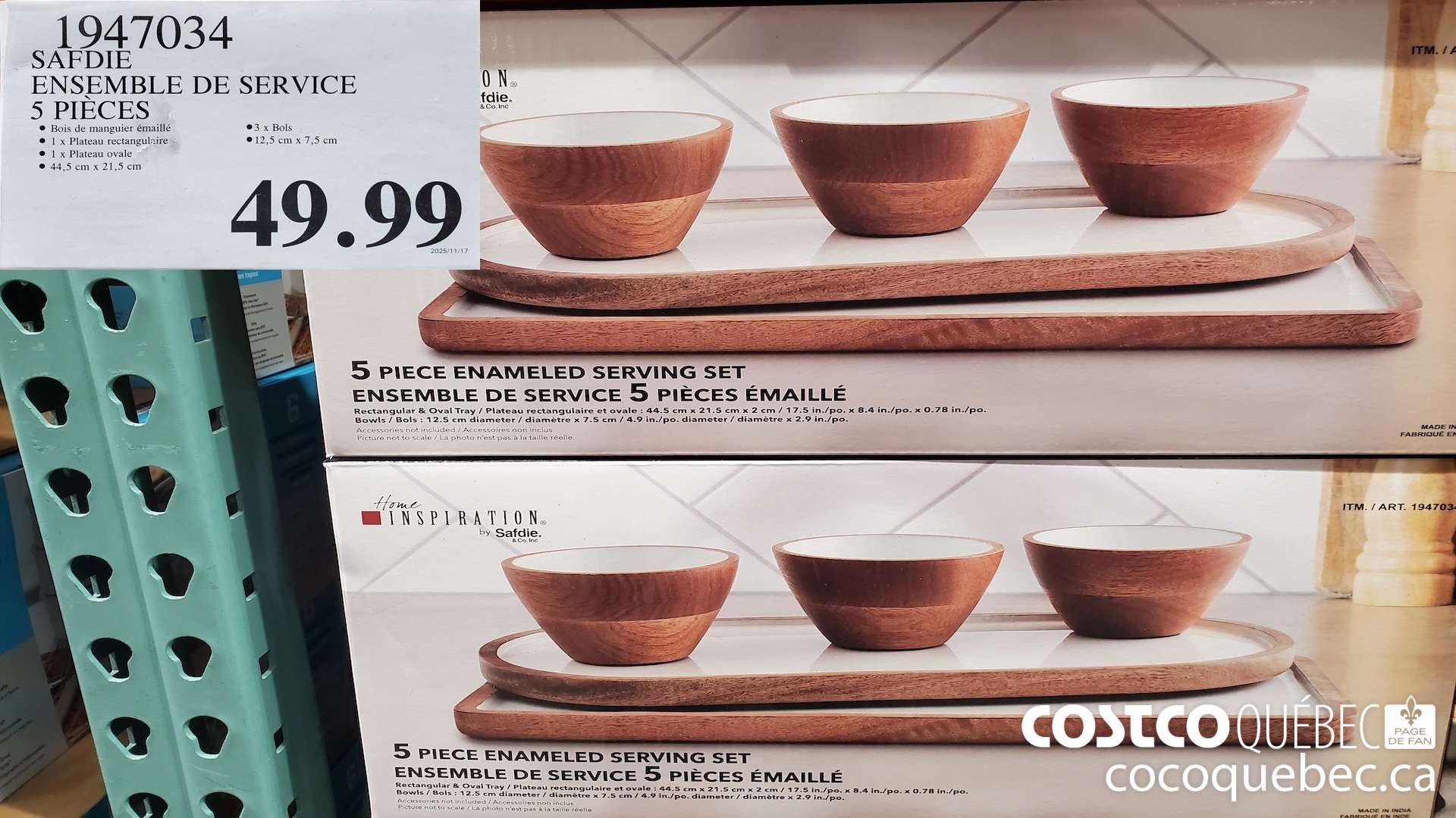 1947034 SAFDIE ENSEMBLE DE SERVICE 5 PIECES $49.99