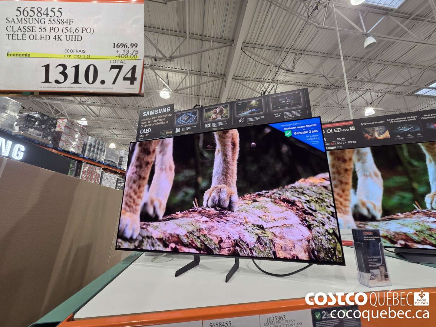 5658455 SAMSUNG 55S84F CLASSE 55 PO (54,6 PO) TELE OLED 4K UHD ($400.00 INSTANT SAVINGS EXPIRES ON 2025-11-23) $1310.74