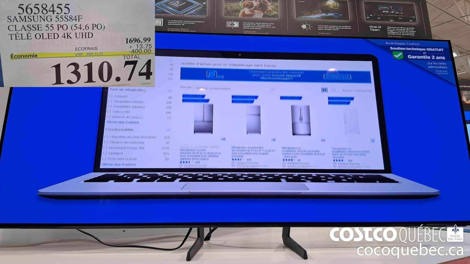 5658455 SAMSUNG 55S84F CLASSE 55 PO (54,6 PO) TELE OLED 4K UHD ($400.00 INSTANT SAVINGS EXPIRES ON 2025-11-23) $1310.74