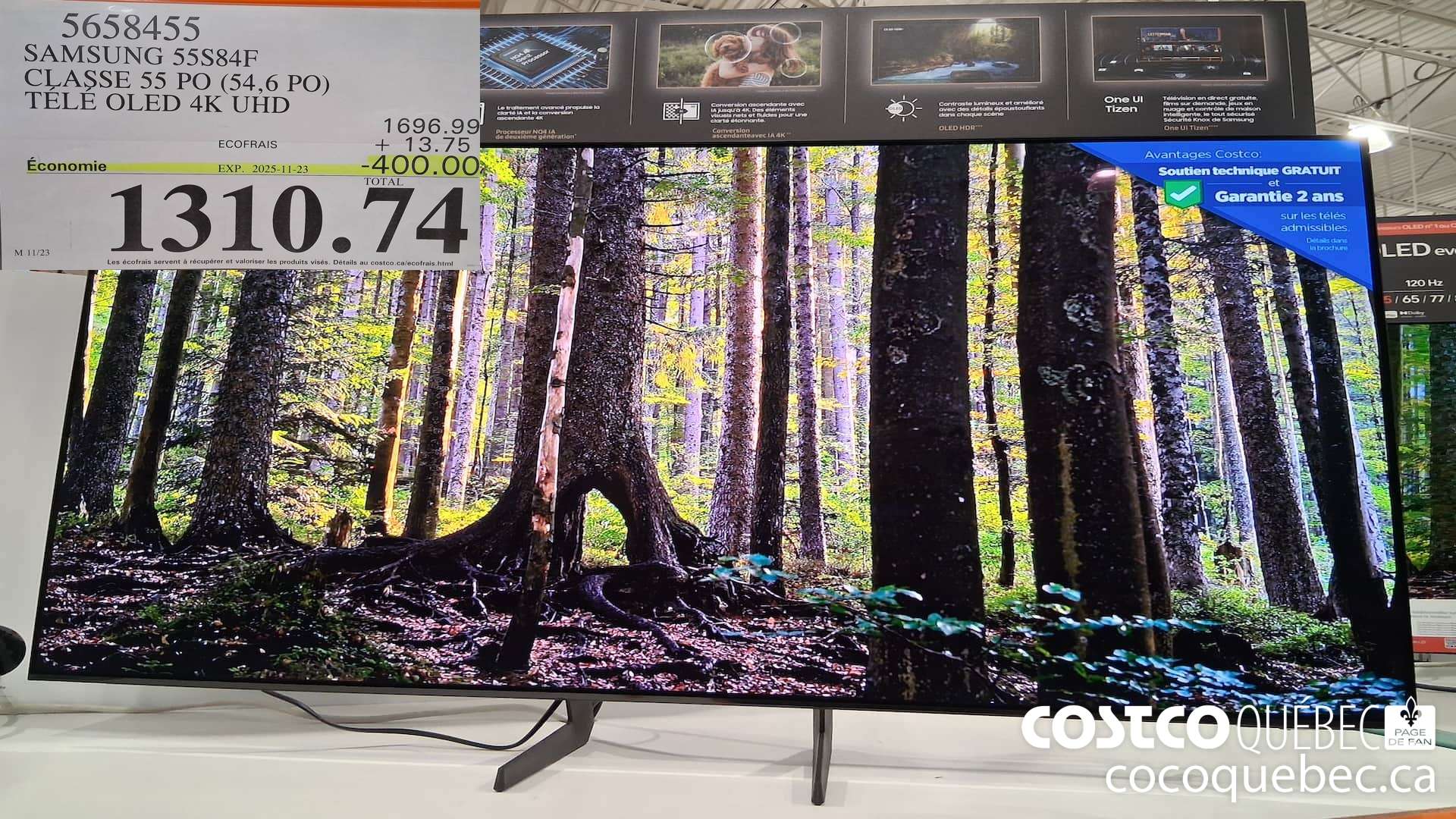 5658455 SAMSUNG 55S84F CLASSE 55 PO (54,6 PO) TELE OLED 4K UHD ($400.00 INSTANT SAVINGS EXPIRES ON 2025-11-23) $1310.74