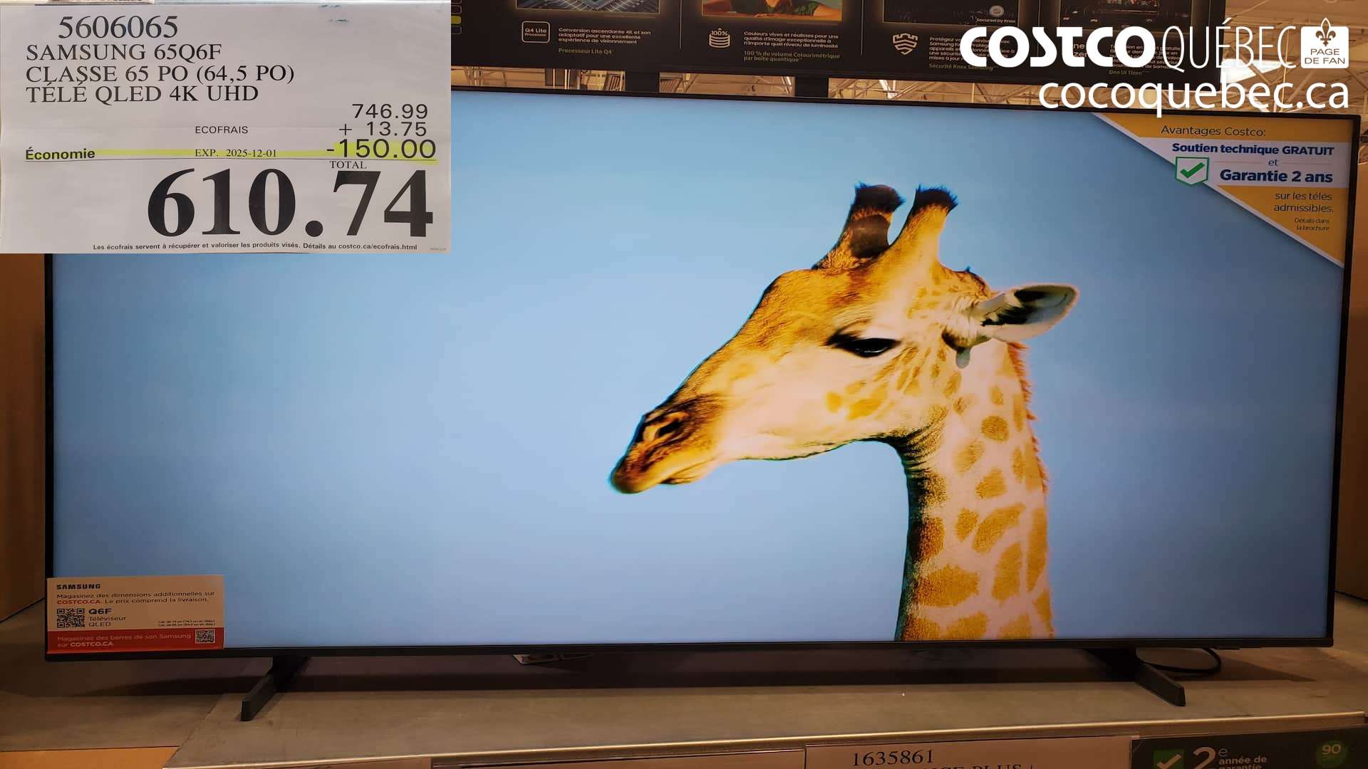 5606065 SAMSUNG 65Q06F CLASSE 65 PO (64,5 PO) TELE QLED 4K UHD  ($150.00 INSTANT SAVINGS EXPIRES ON 2025-12-01) $610.74