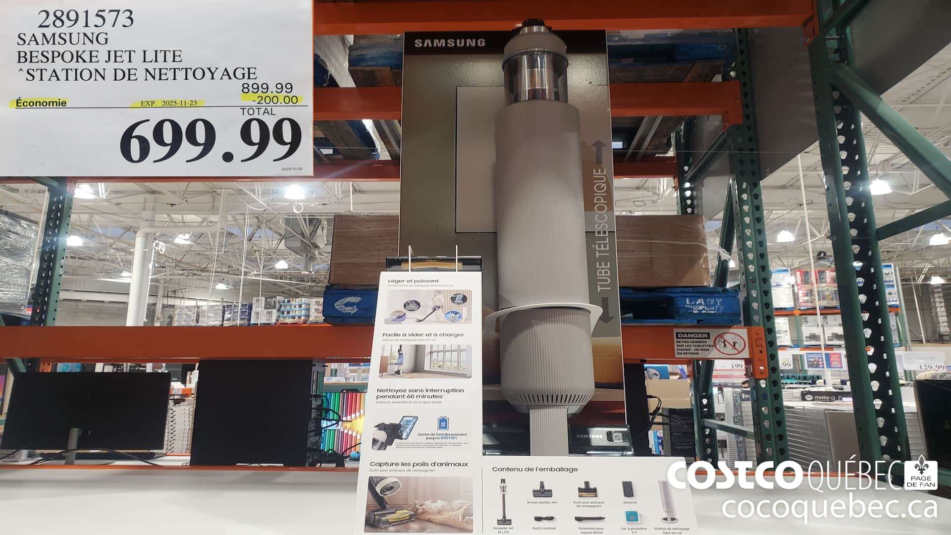 2891573 SAMSUNG BESPOKE JET LITE STATION DE NETTOYAGE ($200.00 INSTANT SAVINGS EXPIRES ON 2025-11-23) $699.99