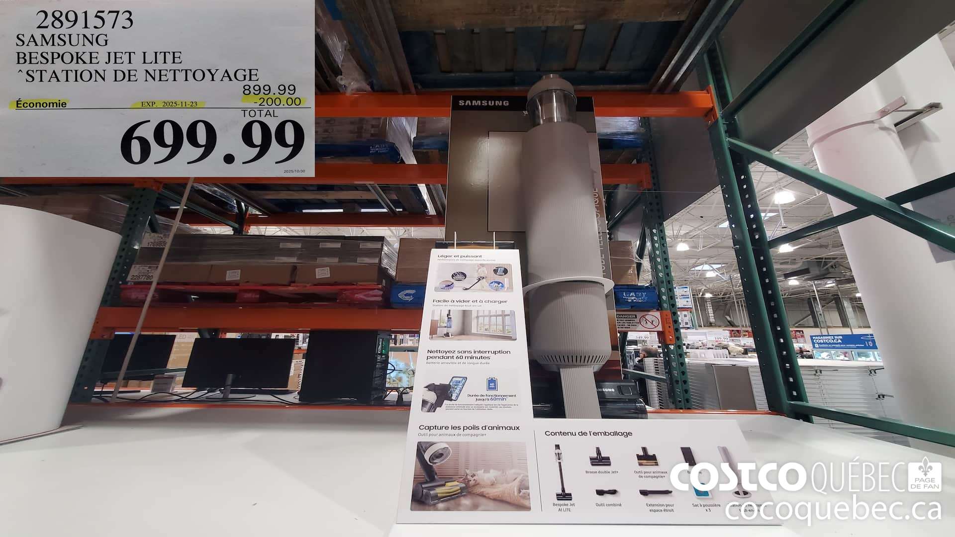 2891573 SAMSUNG BESPOKE JET LITE STATION DE NETTOYAGE ($200.00 INSTANT SAVINGS EXPIRES ON 2025-11-23) $699.99