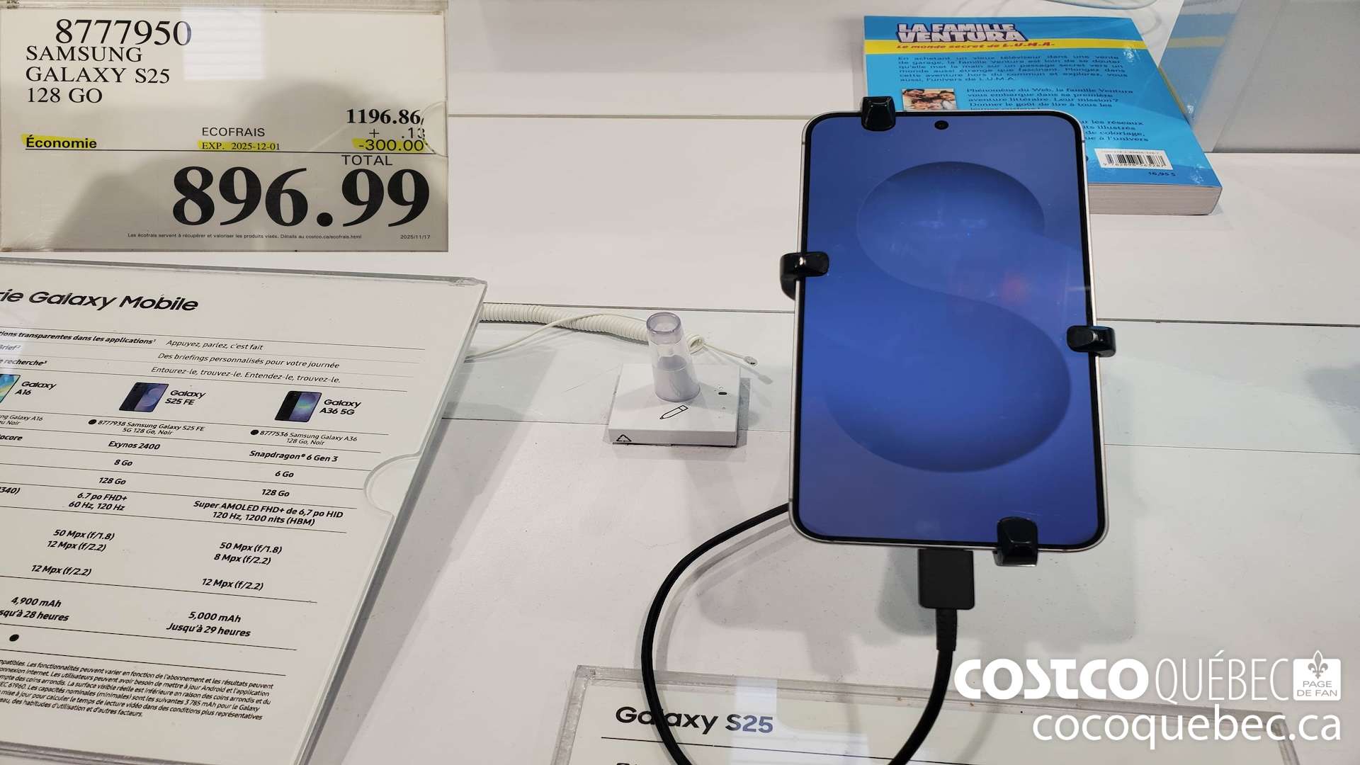 8777950 SAMSUNG GALAXY S25 128 GO ($300.00 INSTANT SAVINGS EXPIRES ON 2025-12-01) $896.99