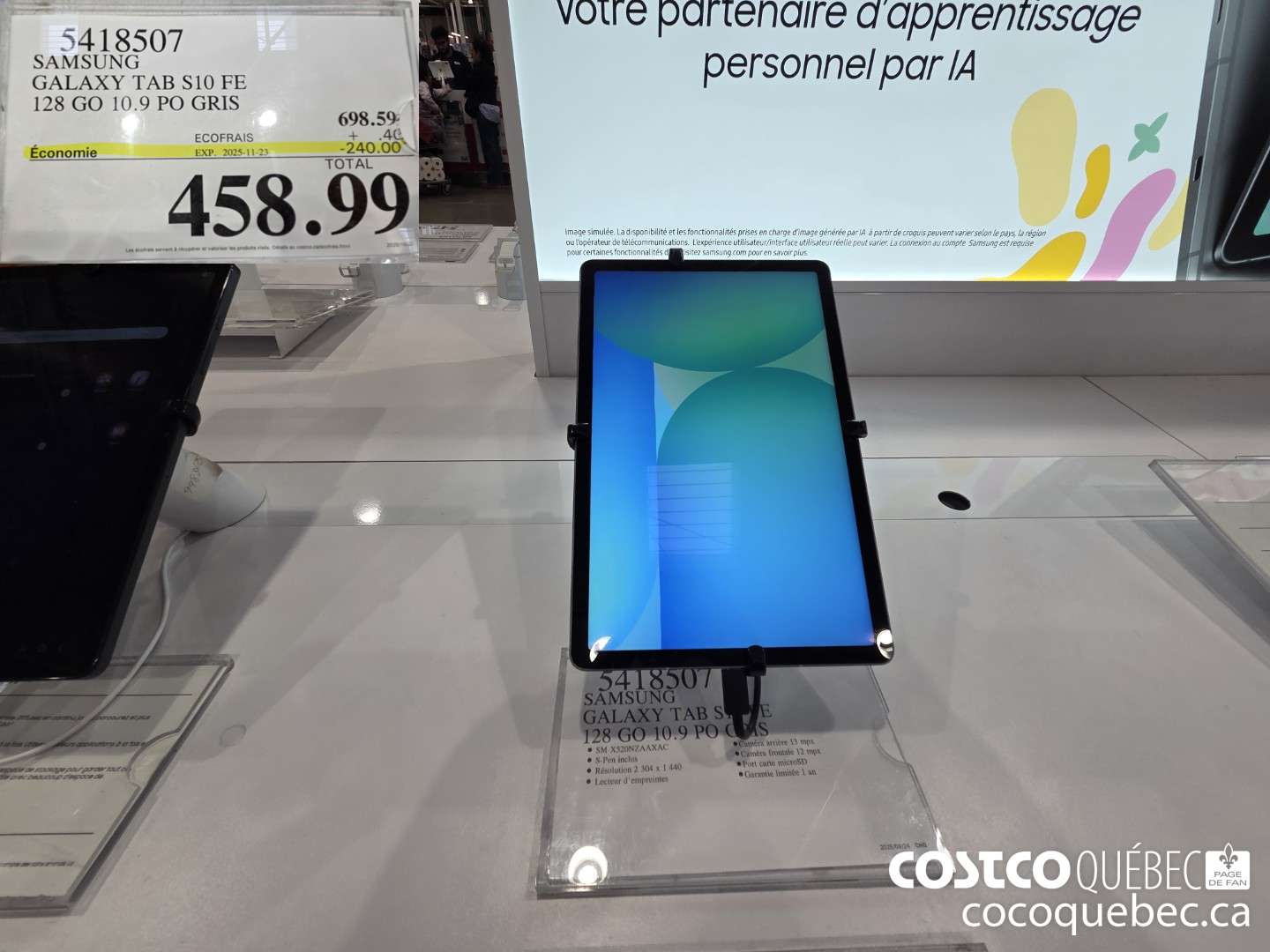 5418507 SAMSUNG GALAXY TAB S10 FE 128 GO 10.9 PO GRIS ($240.00 INSTANT SAVINGS EXPIRES ON 2025-11-23) $458.99