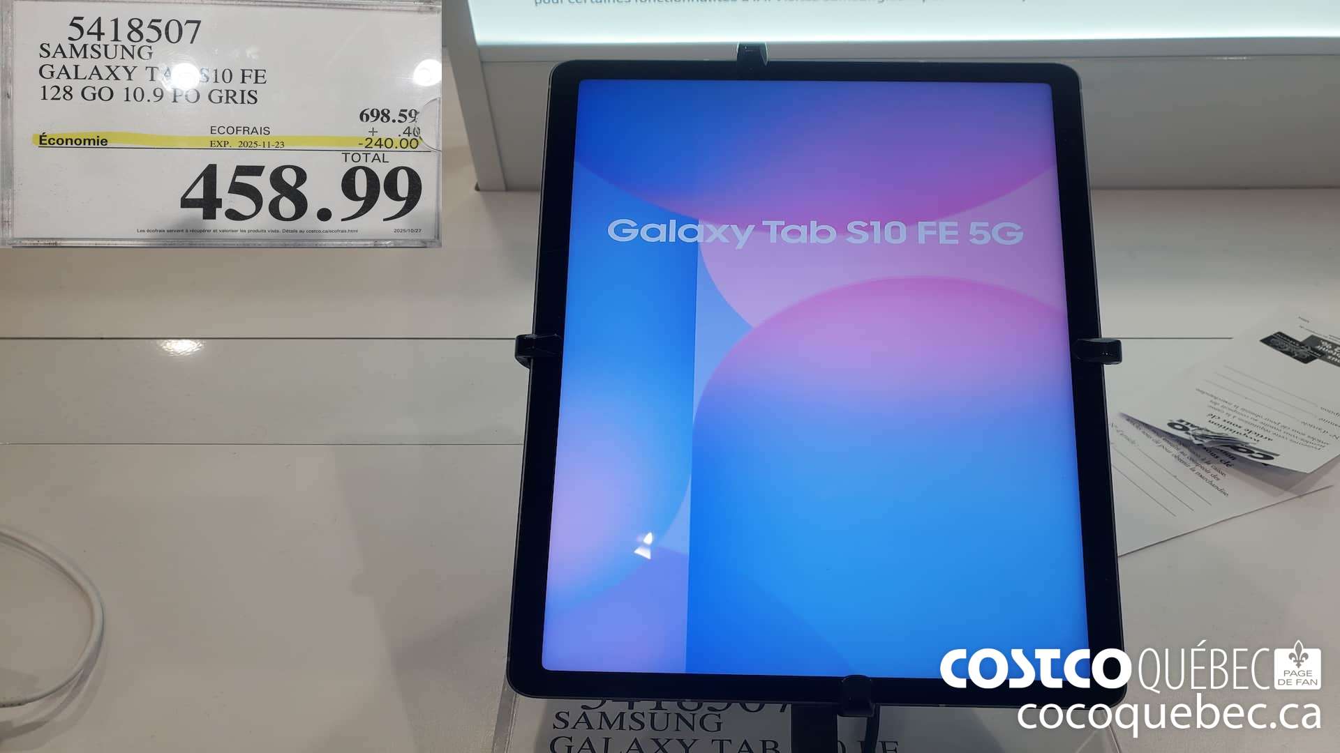 5418507 SAMSUNG GALAXY TAB S10 FE 128 GO 10.9 PO GRIS ($240.00 INSTANT SAVINGS EXPIRES ON 2025-11-23) $458.99