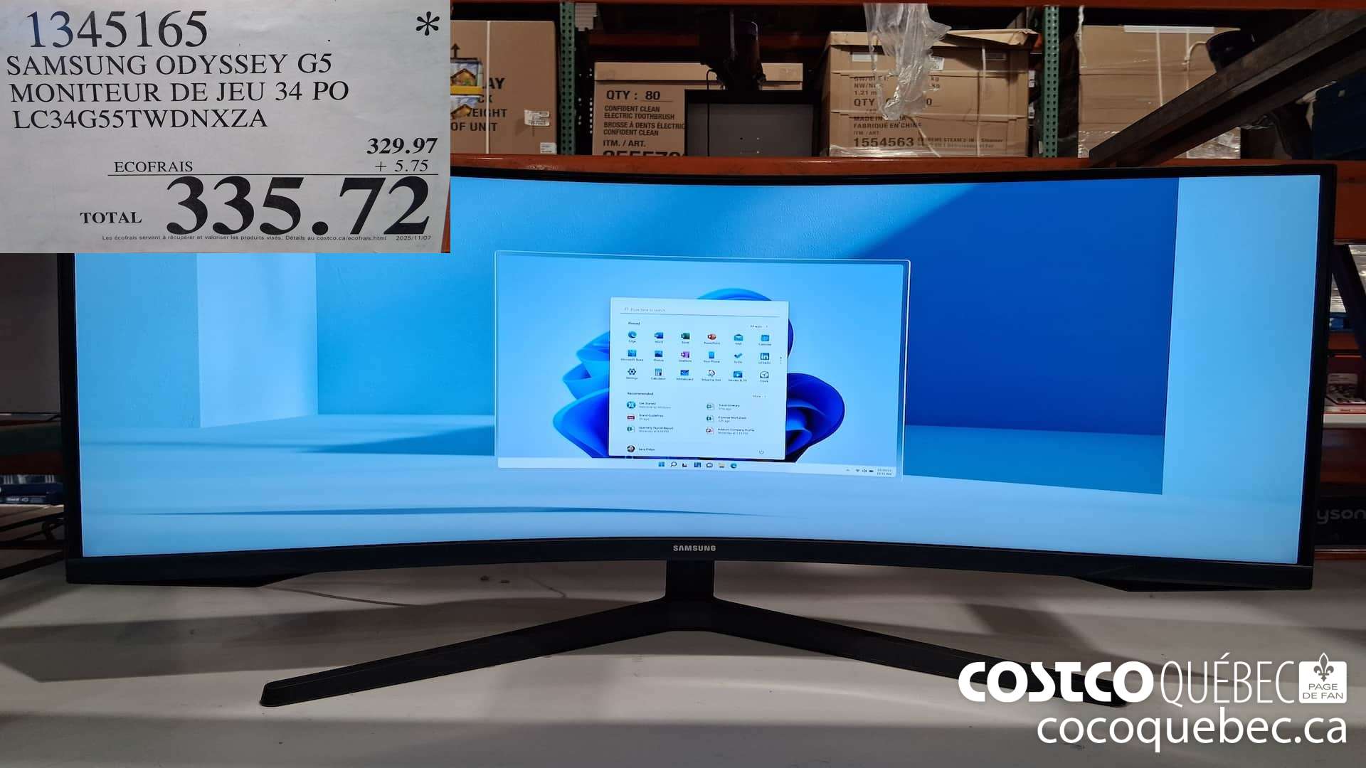 1345165 SAMSUNG ODYSSEY G5 MONITEUR DE JEU 34 PO LC34G55TWDNXZA $335.72