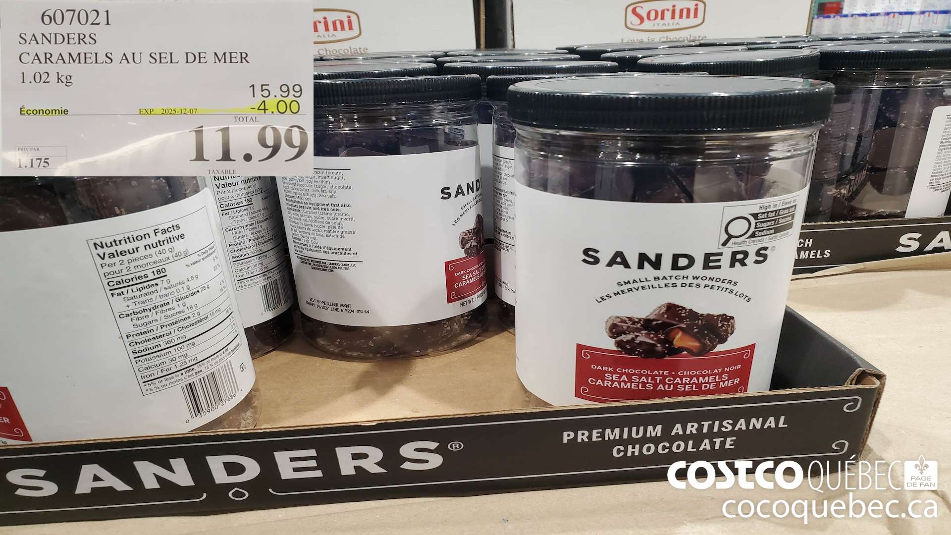 607021 SANDERS CARAMELS SEL DE MER 1.02 kg ($4.00 INSTANT SAVINGS EXPIRES ON 2024-12-07) $11.99