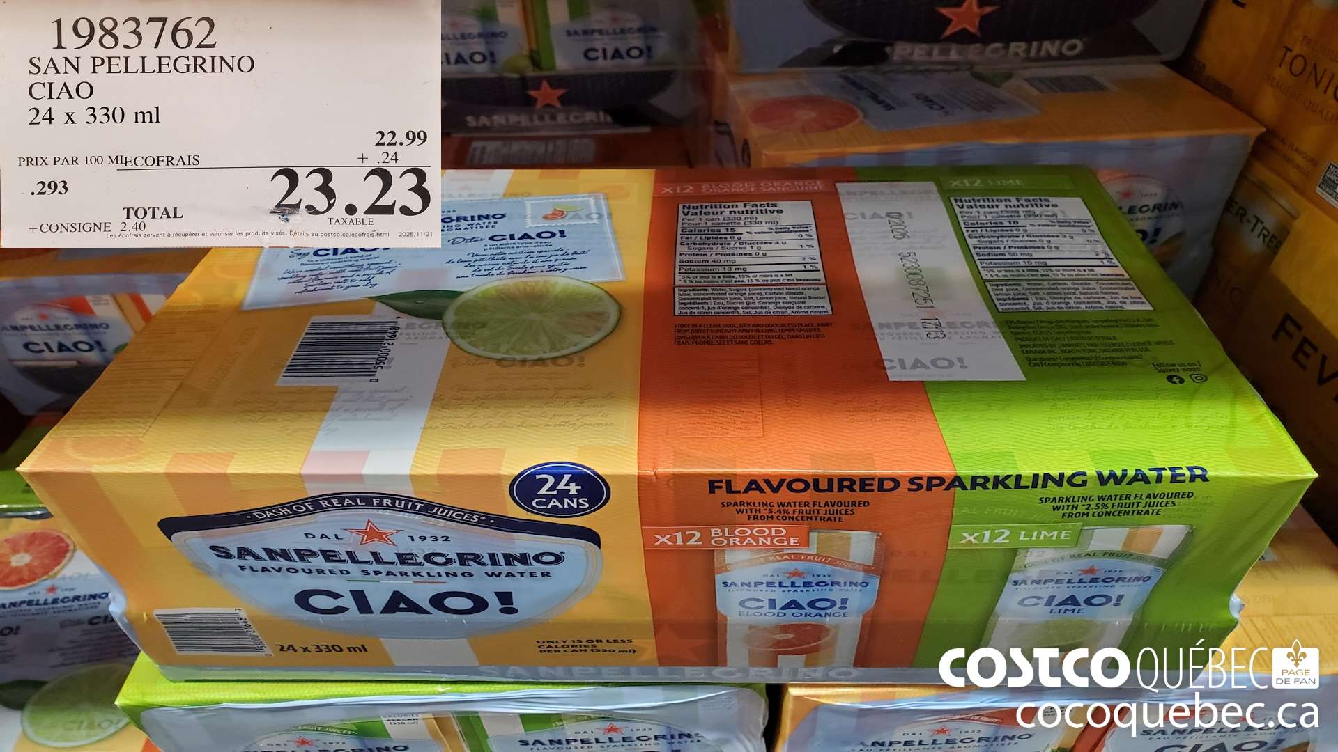 1983762 SAN PELLEGRINO CIAO 24 X 330 ML $23.23
