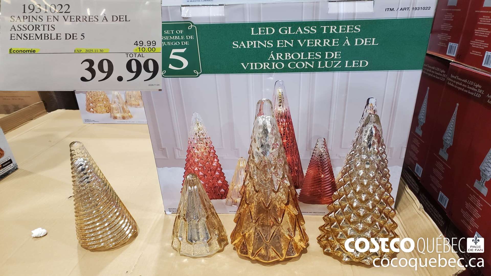 1931022 SAPINS EN VERRES A DEL ASSORTIS ENSEMBLE DE 5 ($10.00 INSTANT SAVINGS EXPIRES ON 2025-11-30) $39.99