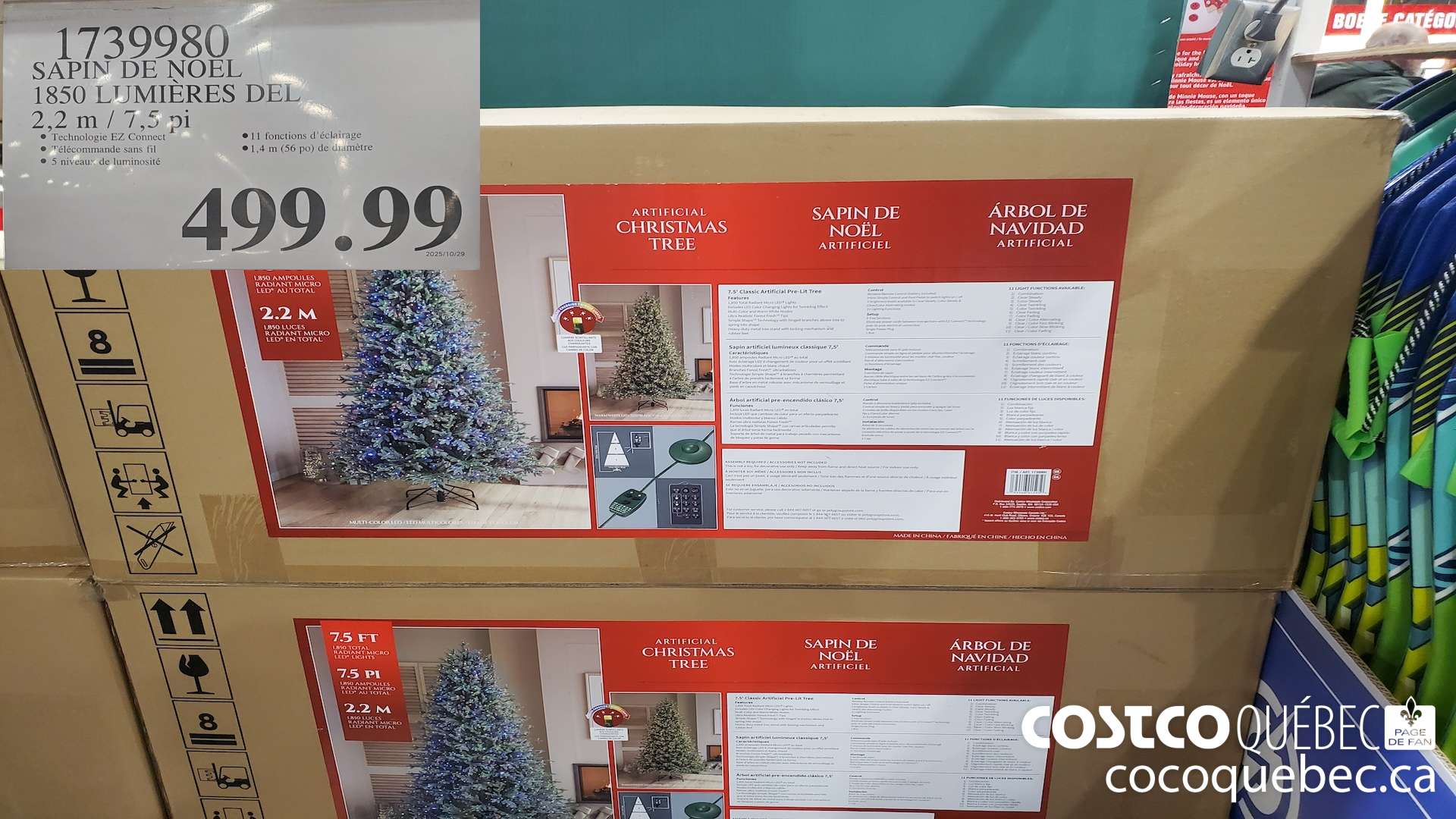 1739980 SAPIN DE NOEL 1850 LUMIERES DEL 2,2 M  $499.99