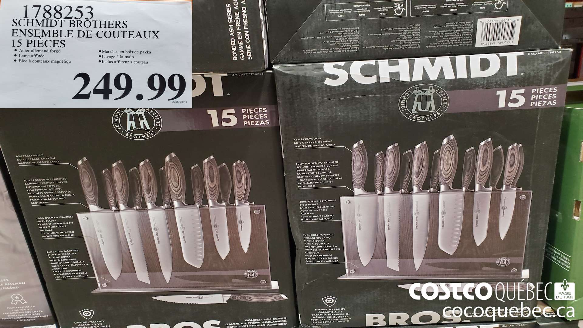 1788253 SCHMIDT BROTHERS ENSEMBLE DE COUTEAUX 15 PIECES $249.99