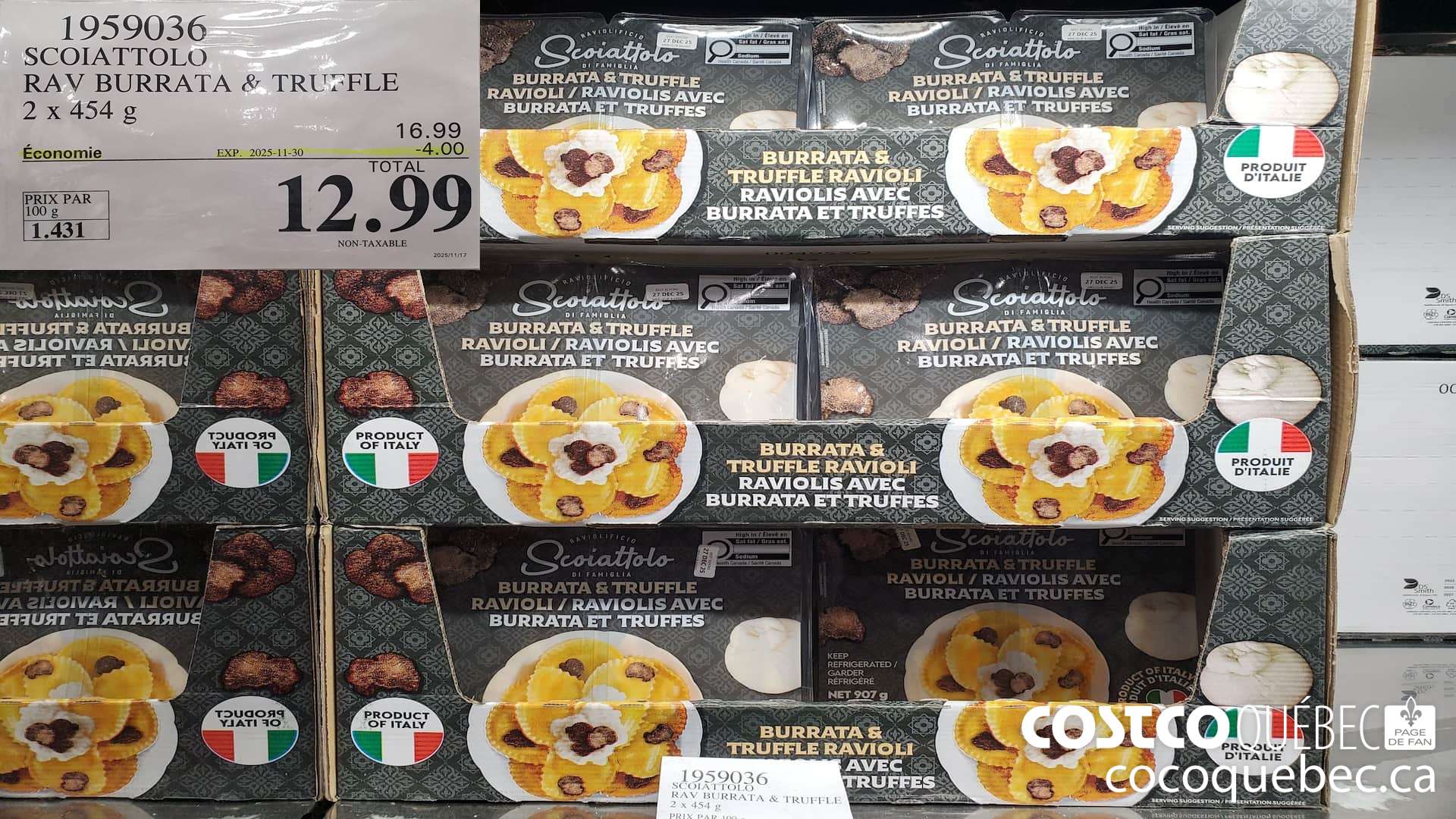 1959036 SCOIATTOLO RAV BURRATA & TRUFFLE 2 x 454 G ($4.00 INSTANT SAVINGS EXPIRES ON 2025-11-30) $12.99