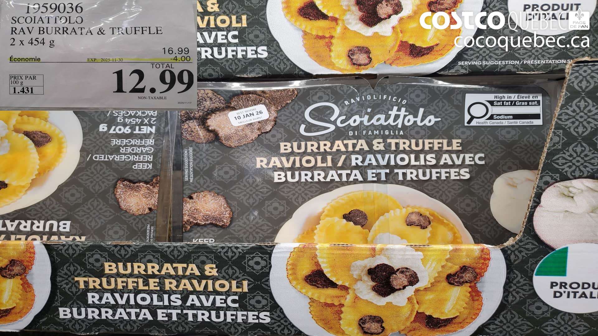1959036 SCOIATTOLO RAV BURRATA & TRUFFLE 2 x 454 G ($4.00 INSTANT SAVINGS EXPIRES ON 2025-11-30) $12.99