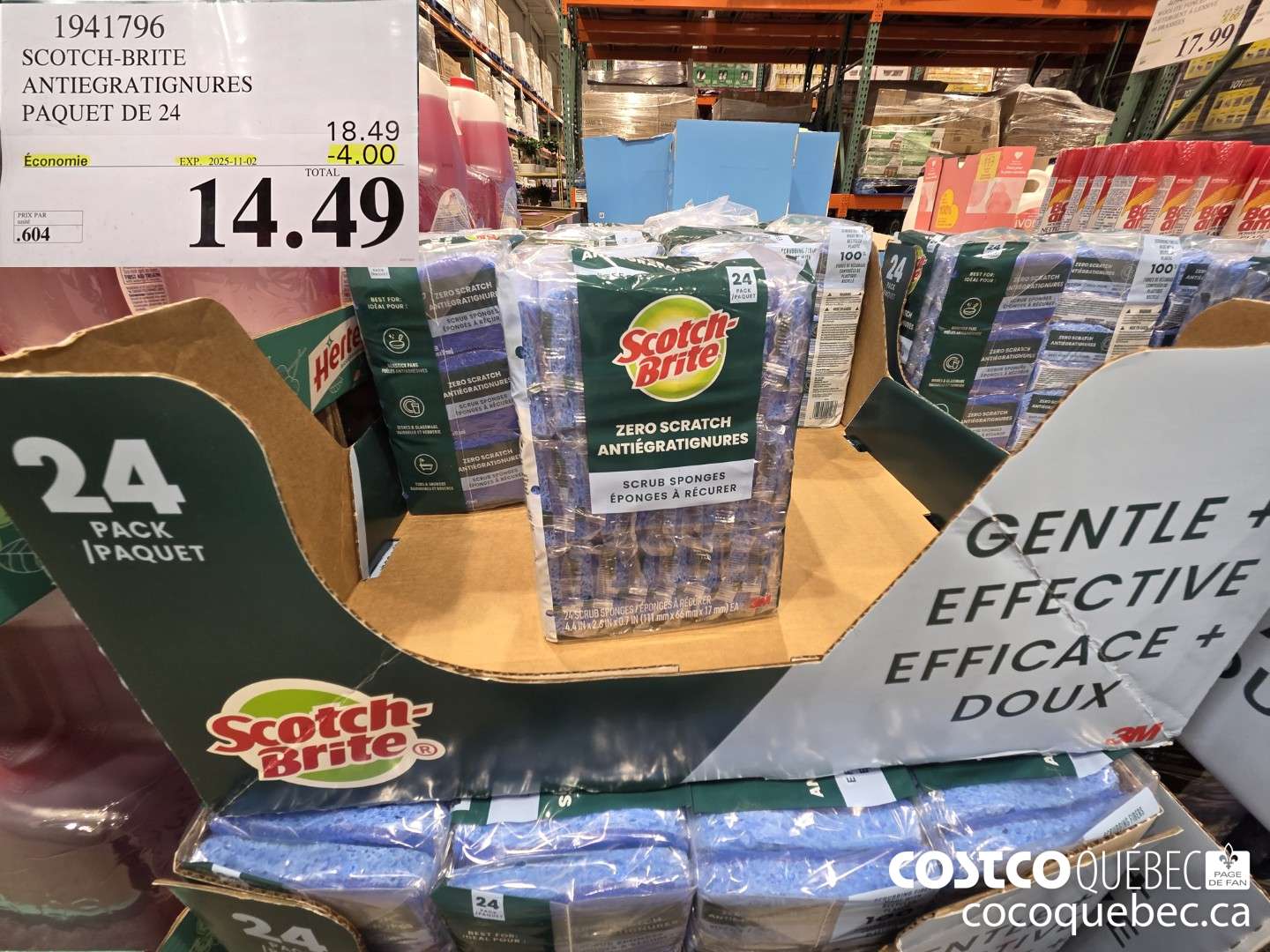 1941796 SCOTCH-BRITE ANTIEGRATIGNURES PAQUET DE 24  ($4.00 INSTANT SAVINGS EXPIRES ON 2025-11-02) $14.49