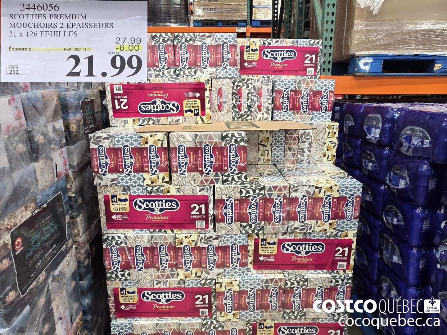 2446056 SCOTTIES PREMIUM MOUCHOIRS 2 EPAISSEURS 21 x 126 FEUILLES  ($6.00 INSTANT SAVINGS EXPIRES ON 2025-11-09) $21.99