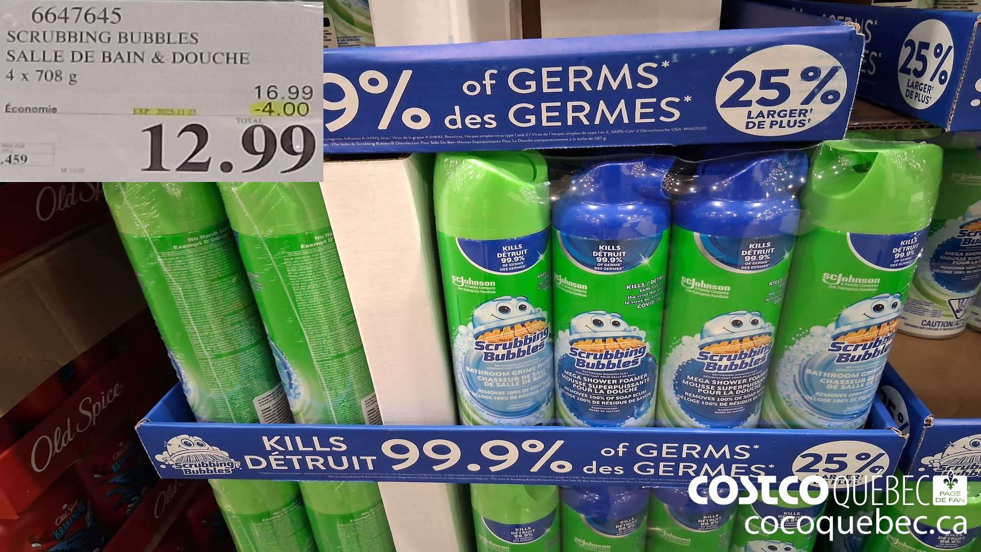 6647645 SCRUBBING BUBBLES SALLE DE BAIN & DOUCHE 4 X 708G ($4.00 INSTANT SAVINGS EXPIRES ON 2025-11-23) $12.99