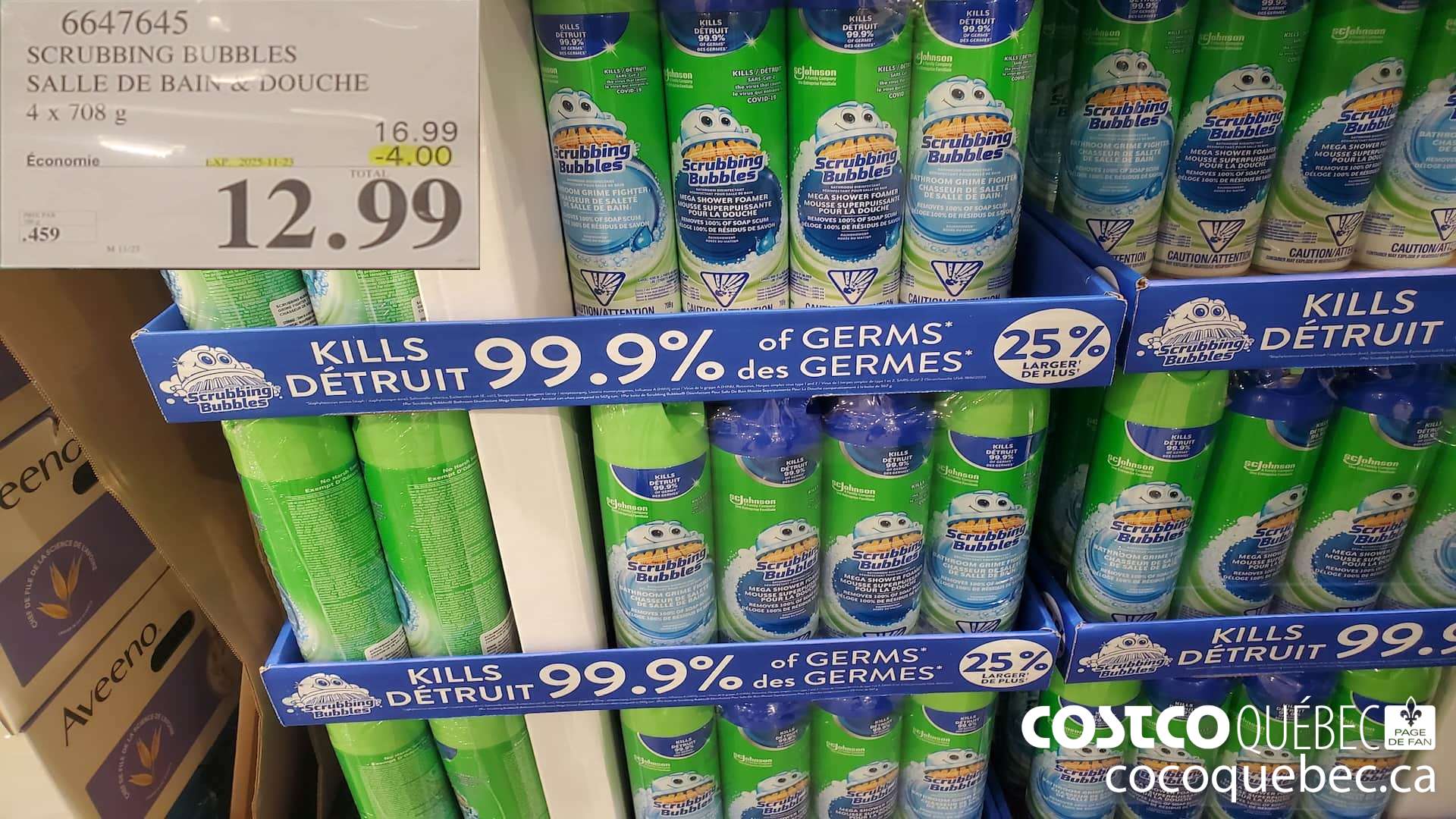 6647645 SCRUBBING BUBBLES SALLE DE BAIN & DOUCHE 4 X 708G ($4.00 INSTANT SAVINGS EXPIRES ON 2025-11-23) $12.99