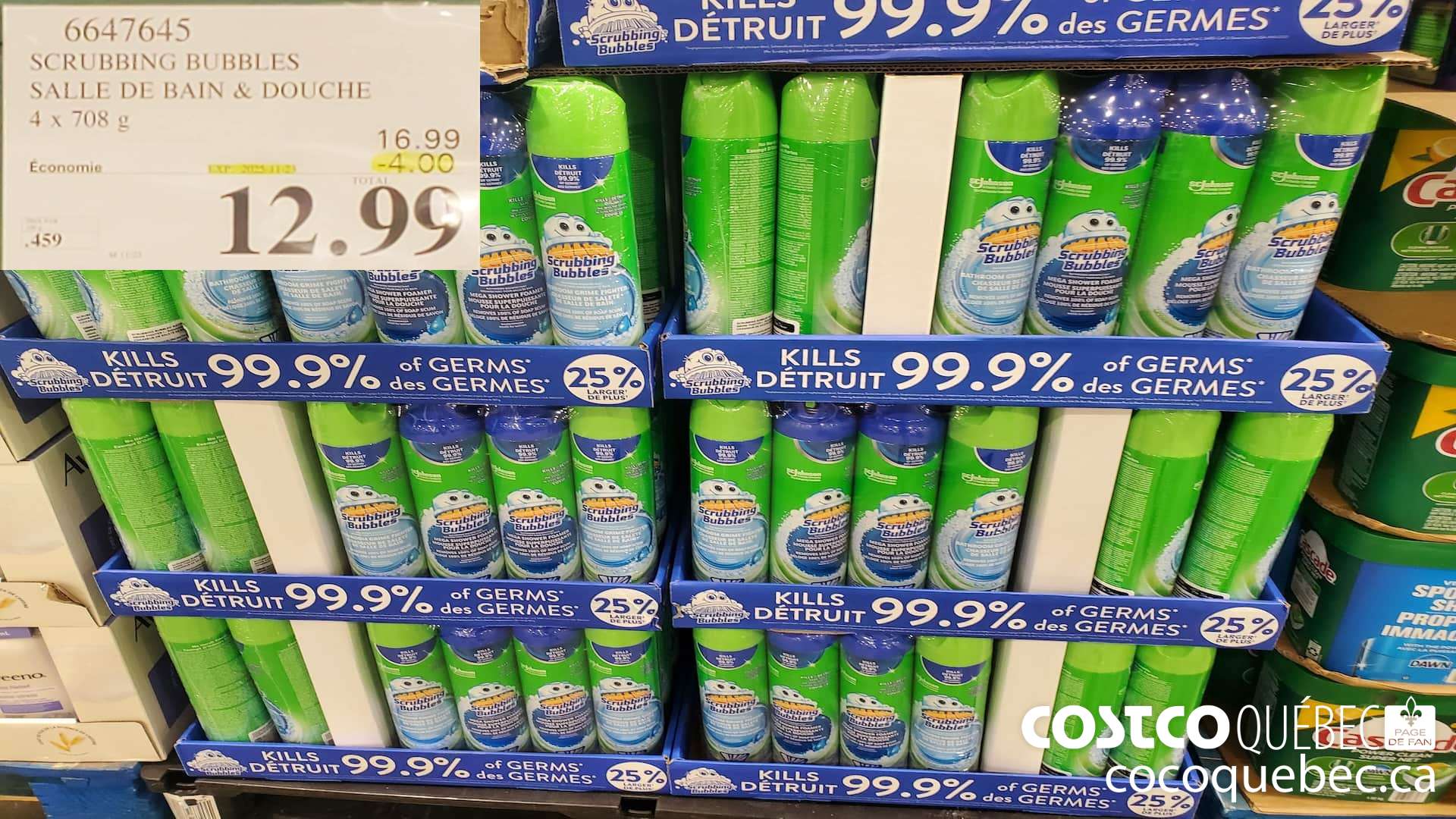 6647645 SCRUBBING BUBBLES SALLE DE BAIN & DOUCHE 4 X 708G ($4.00 INSTANT SAVINGS EXPIRES ON 2025-11-23) $12.99