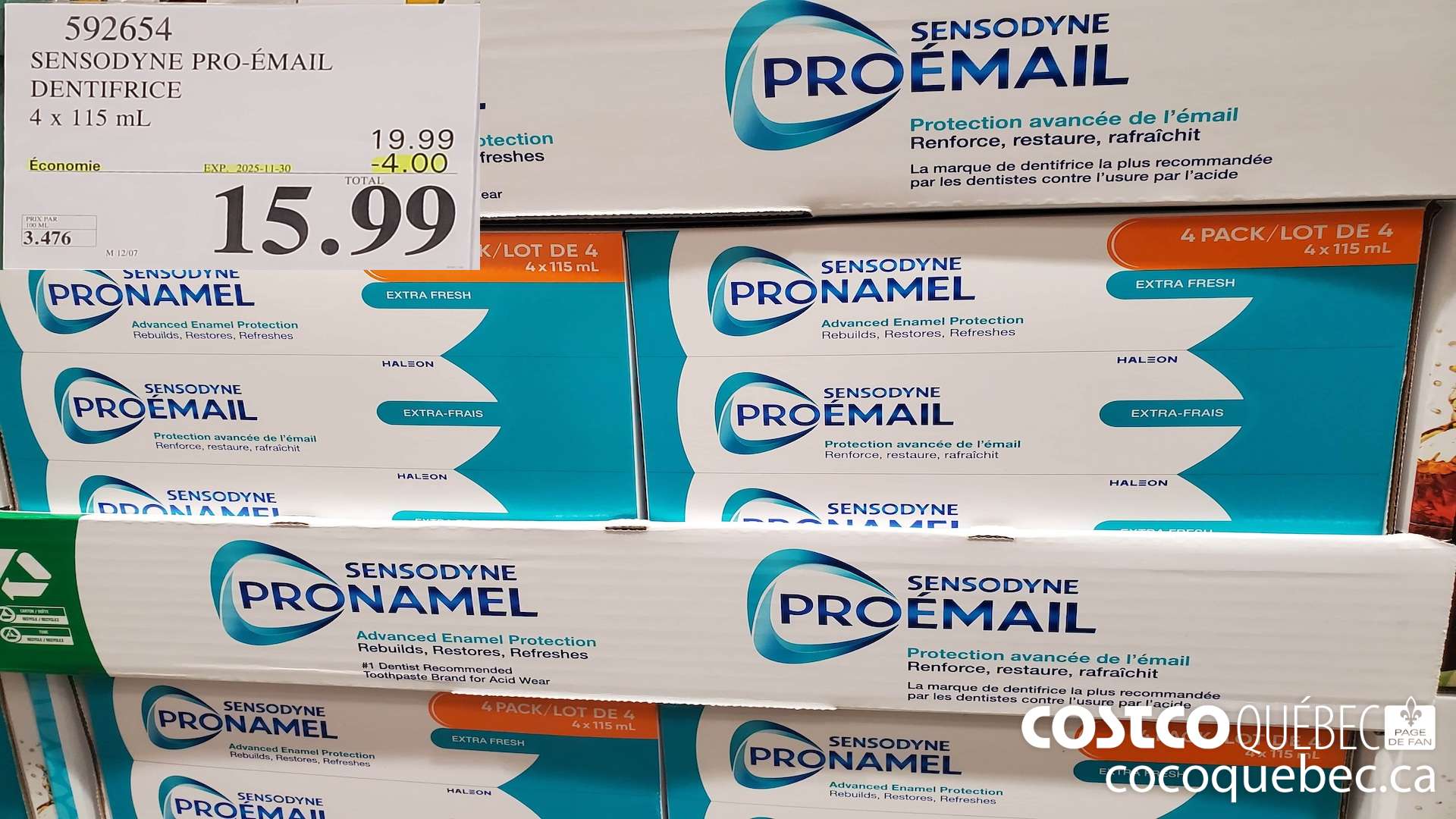 592654 SENSODYNE PRO-EMAIL DENTIERICE 4x 115 mL  ($4.00 INSTANT SAVINGS EXPIRES ON 2025-11-30) $15.99