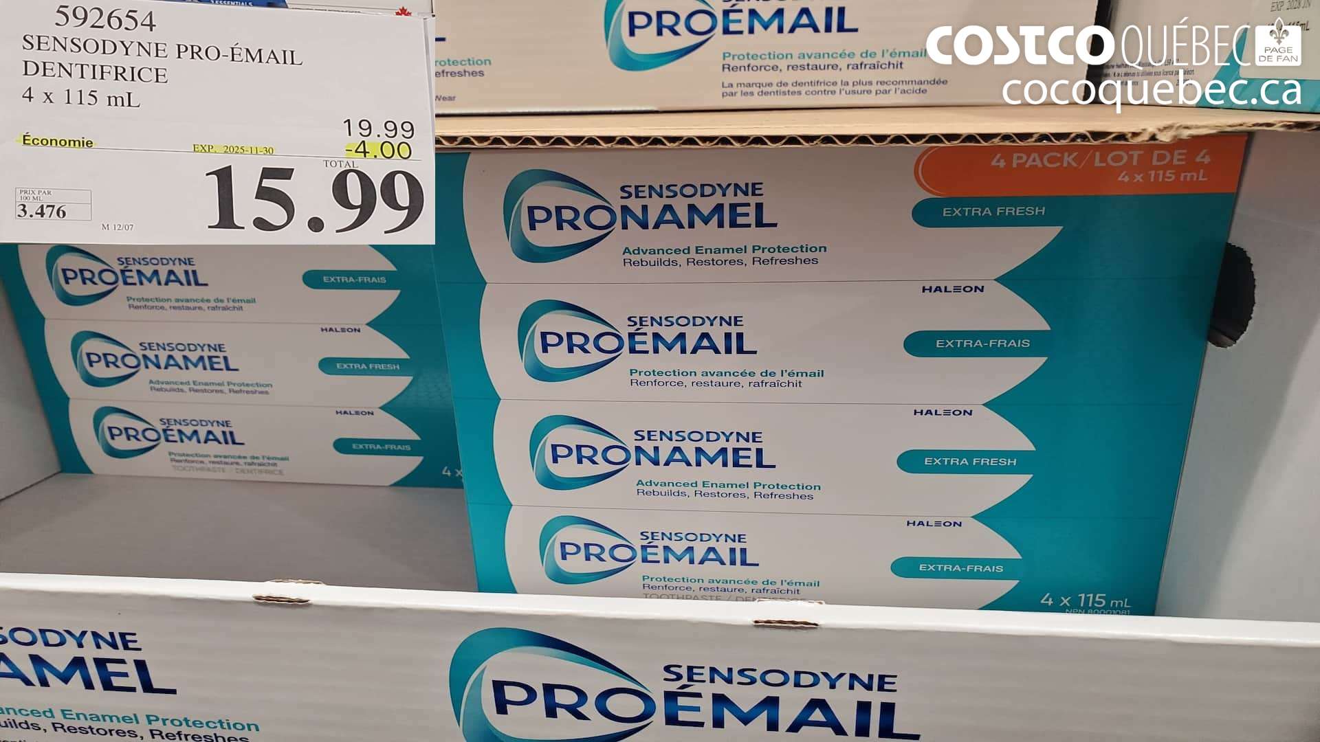 592654 SENSODYNE PRO-EMAIL DENTIERICE 4x 115 mL  ($4.00 INSTANT SAVINGS EXPIRES ON 2025-11-30) $15.99