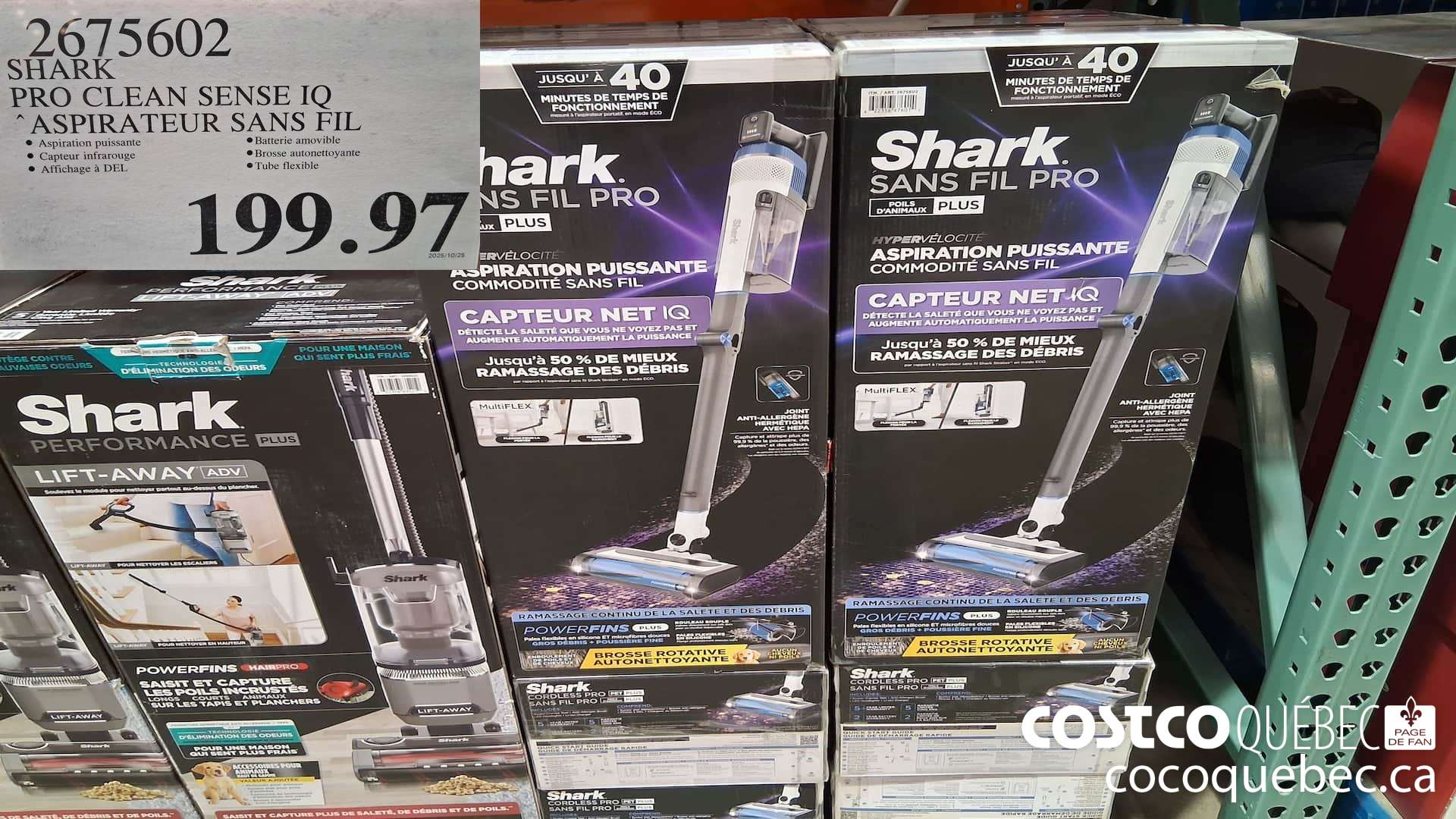 2675602 SHARK PRO CLEAN SENSE IQ ASPIRATEUR SANS FIL  $199.97