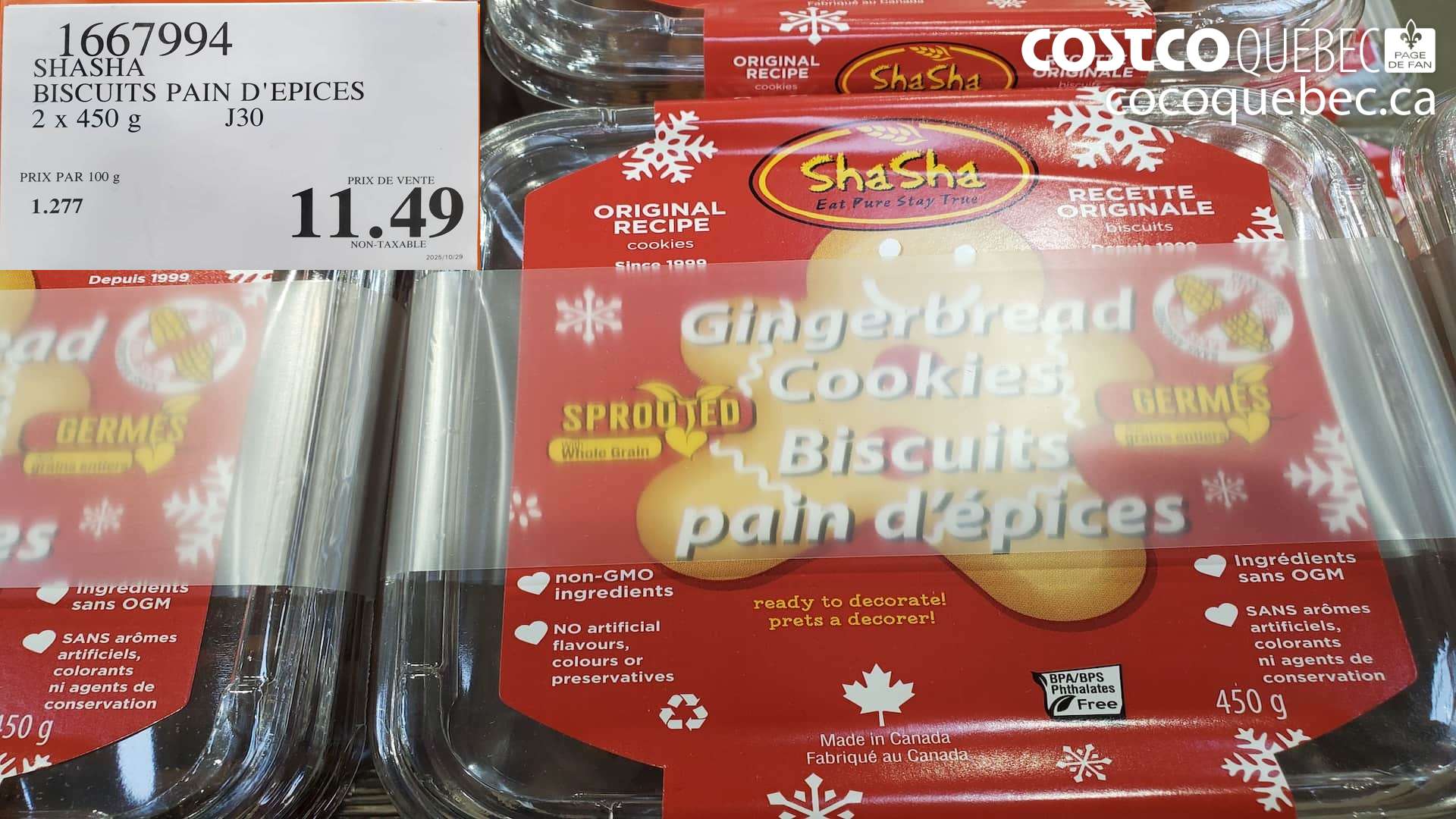 1667994 SHASHA BISCUITS PAIN D'EPICES 2x 450 g 11.49 $11.49