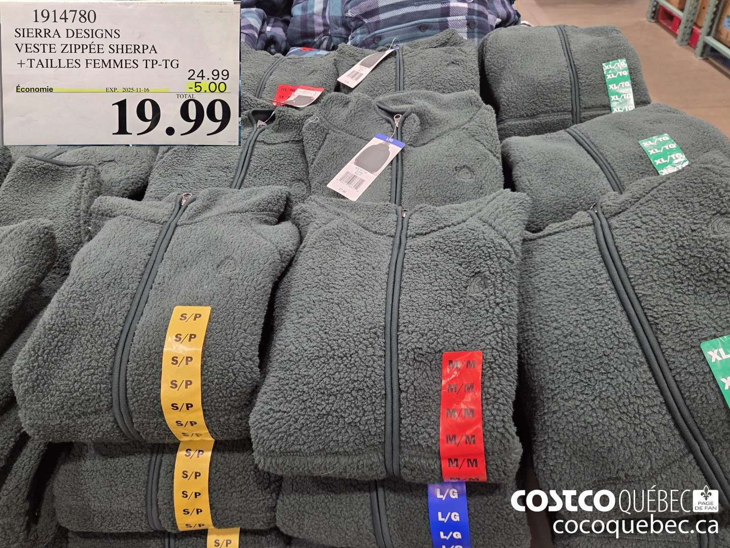 1914780 SIERRA DESIGNS VESTE ZIPPEE SHERPA TAILLES FEMMES TP-TG ($5.00 INSTANT SAVINGS EXPIRES ON 2025-11-16) $19.99