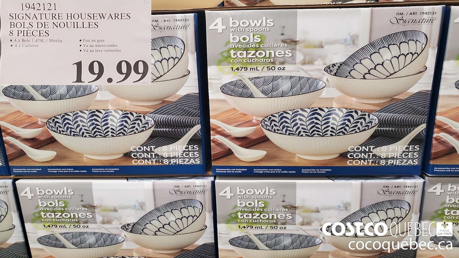 1942121 SIGNATURE HOUSEWARES BOLS DE NOUILLES 8 PIECES $19.99