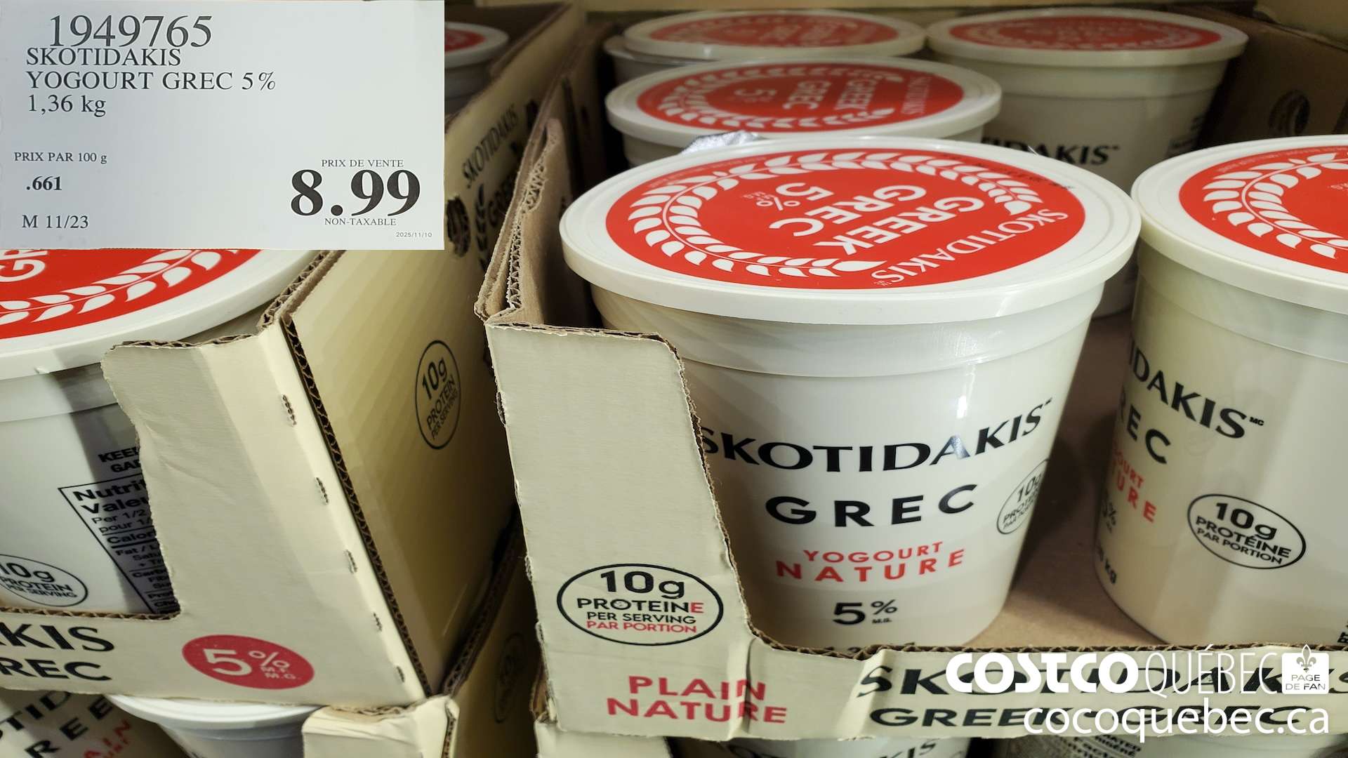 1949765 SKOTIDAKIS YOGOURT GREC 5% 1,36 kg $8.99