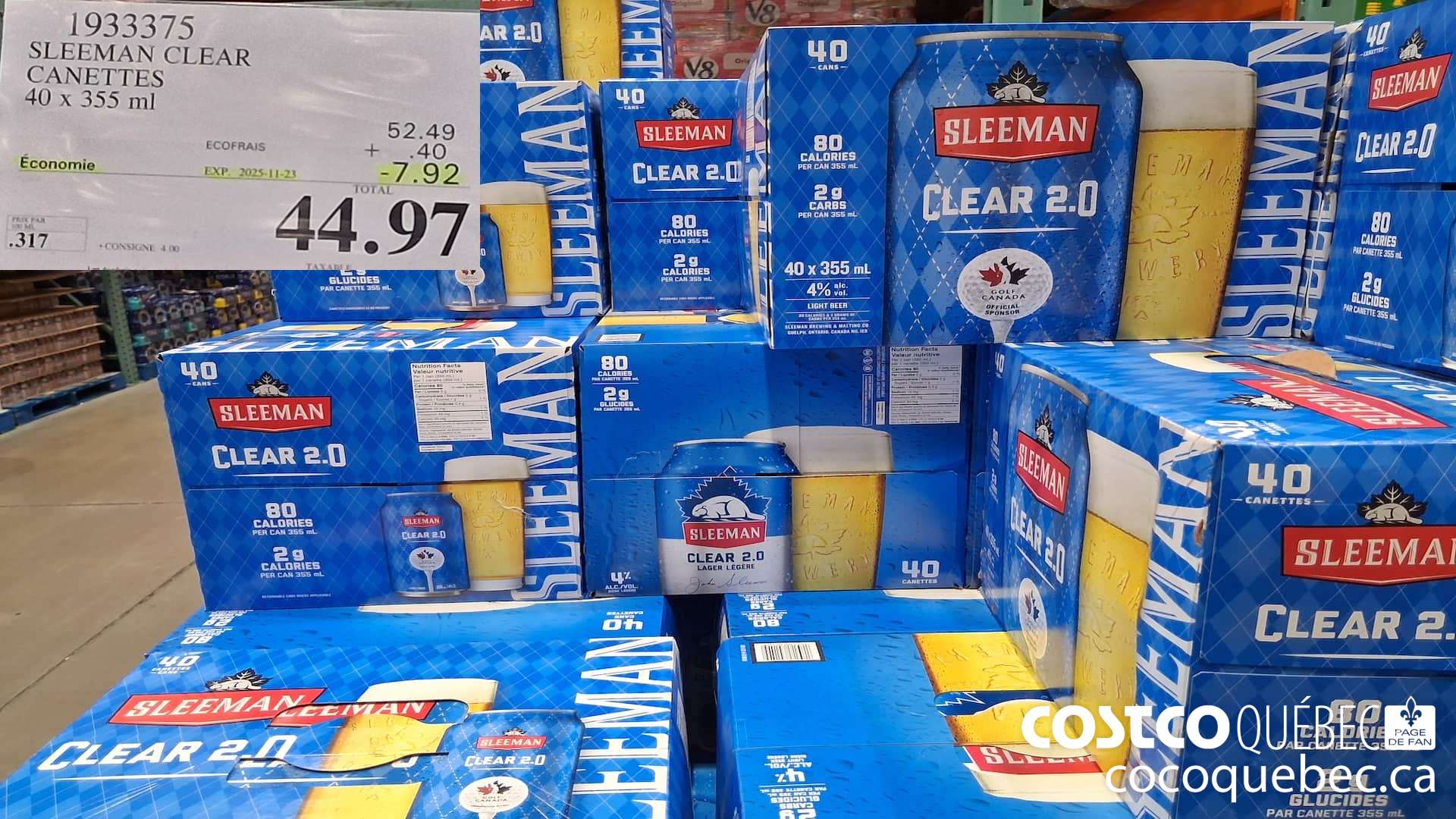 1933375 SLEEMAN CLEAR CANETTES 40 X 355ML ($7.92 INSTANT SAVINGS EXPIRES ON 2025-11-23) $44.97