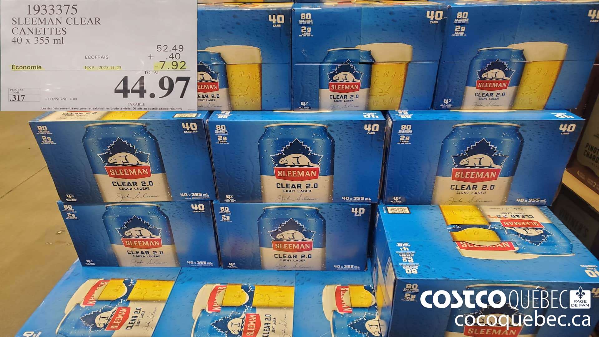 1933375 SLEEMAN CLEAR CANETTES 40 X 355ML ($7.92 INSTANT SAVINGS EXPIRES ON 2025-11-23) $44.97