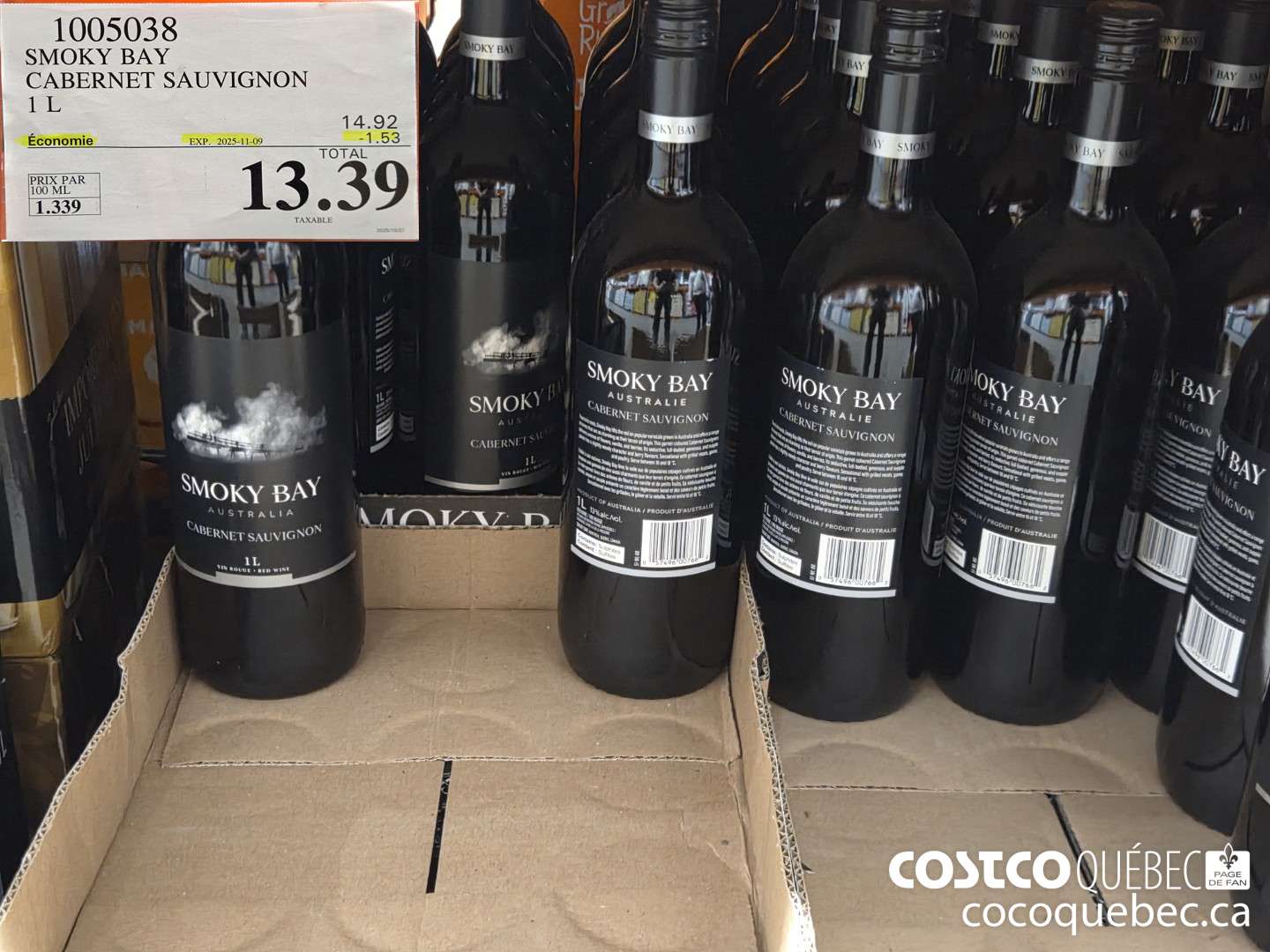 1005038 SMOKY BAY CABERNET SAUVIGNON 1L ($1.53 INSTANT SAVINGS EXPIRES ON 2025-11-09) $13.39