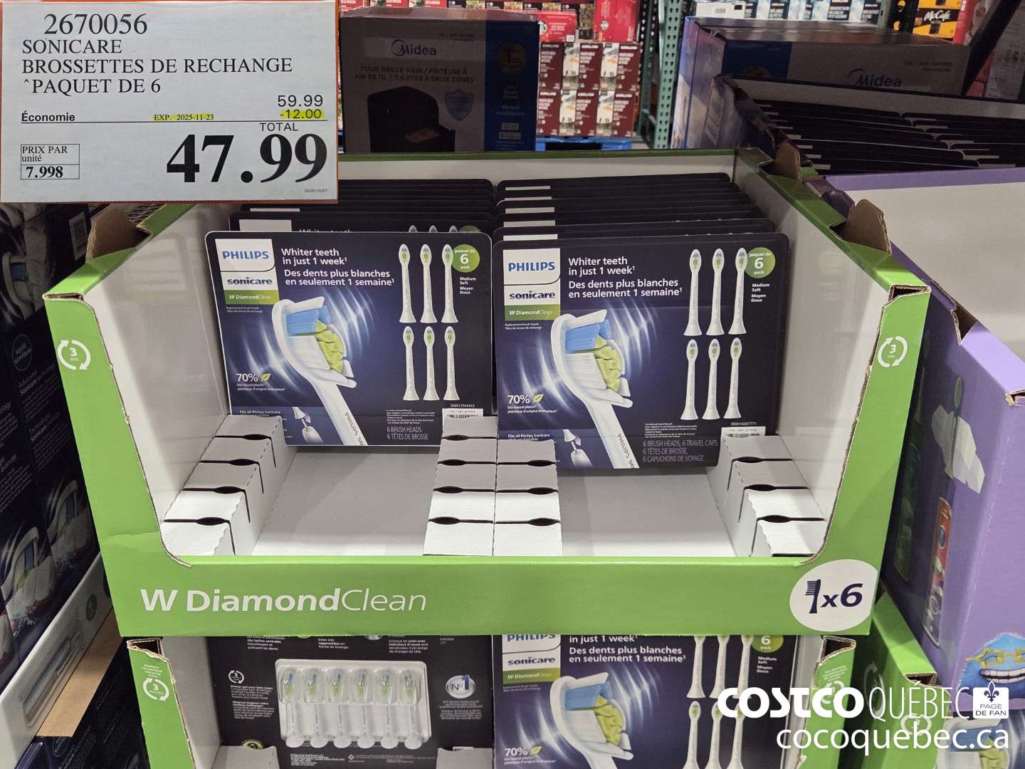 2670056 SONICARE TETES DE RECHANGE PAQUET DE 6 024-11-24  ($12.00 INSTANT SAVINGS EXPIRES ON 2025-11-23) $47.99