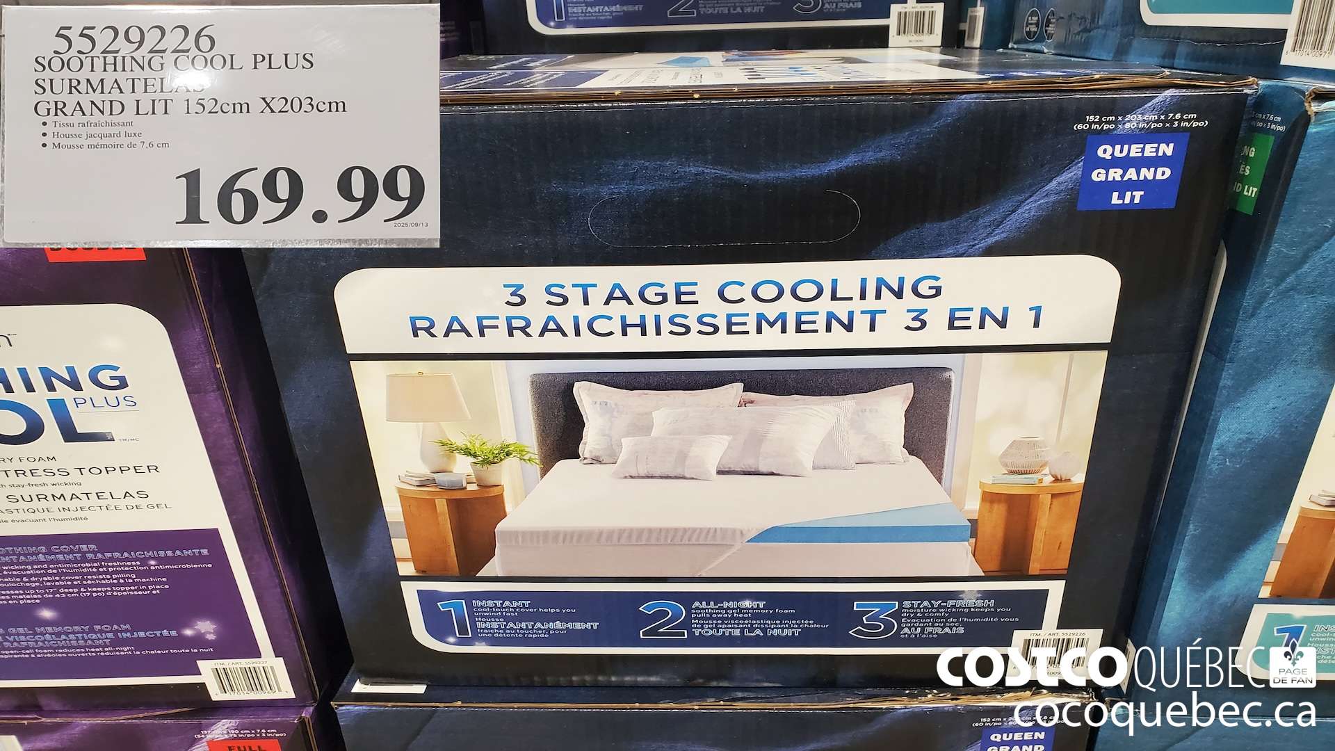 5529226 SOOTHING COOL PLUS SURMATELAS GRAND LIT 152cm X203cm  $169.99