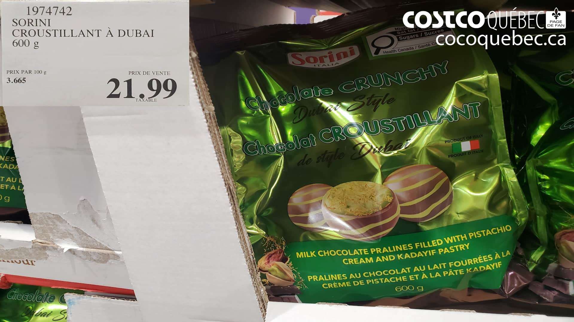 1974742 SORINI CROUSTILLANT A DUBAI 600 g $21.99