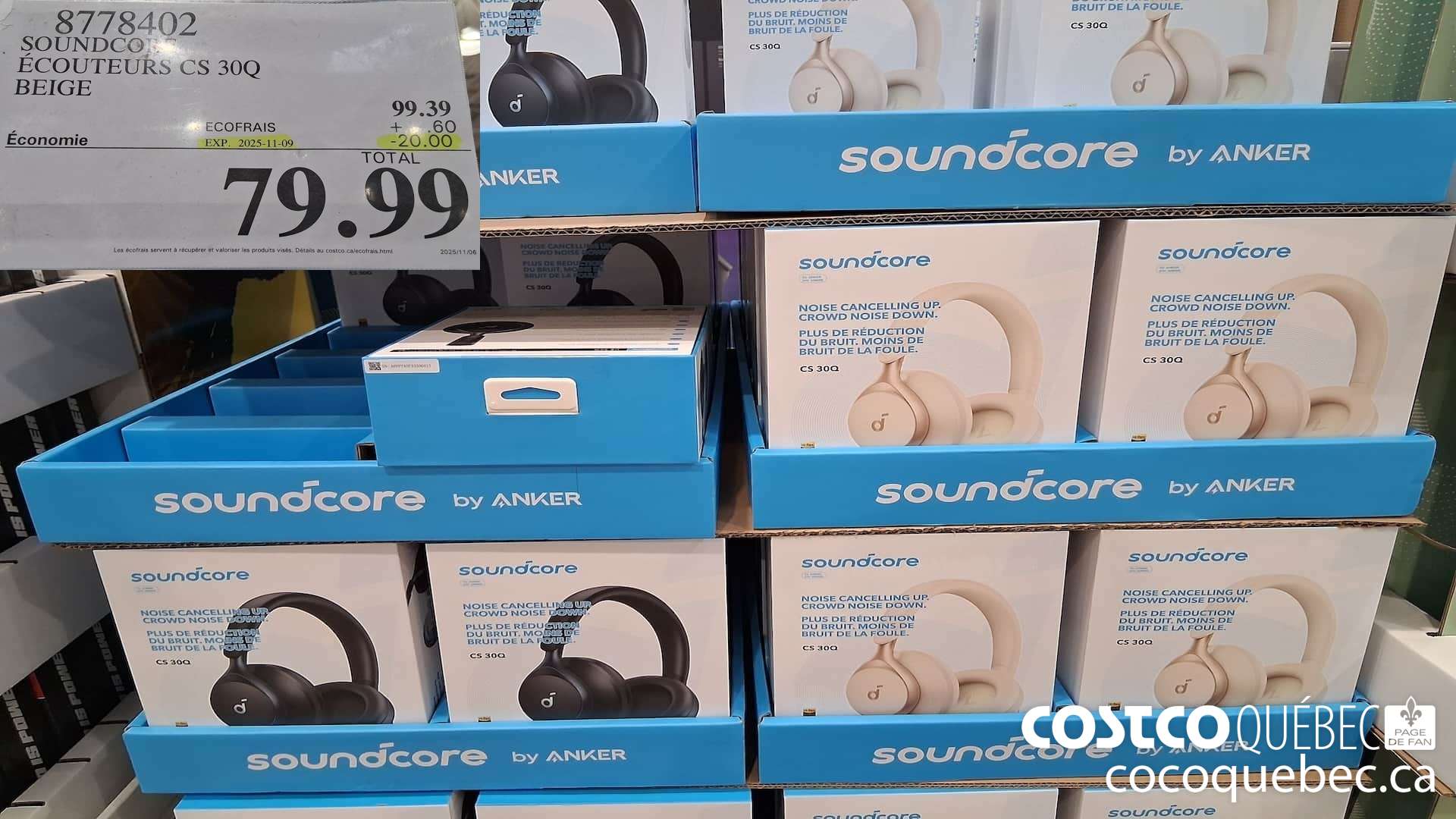 8778402 SOUNDCORE ECOUTEURS CS 30Q BEIGE ($20.00 INSTANT SAVINGS EXPIRES ON 2025-11-09) $79.99