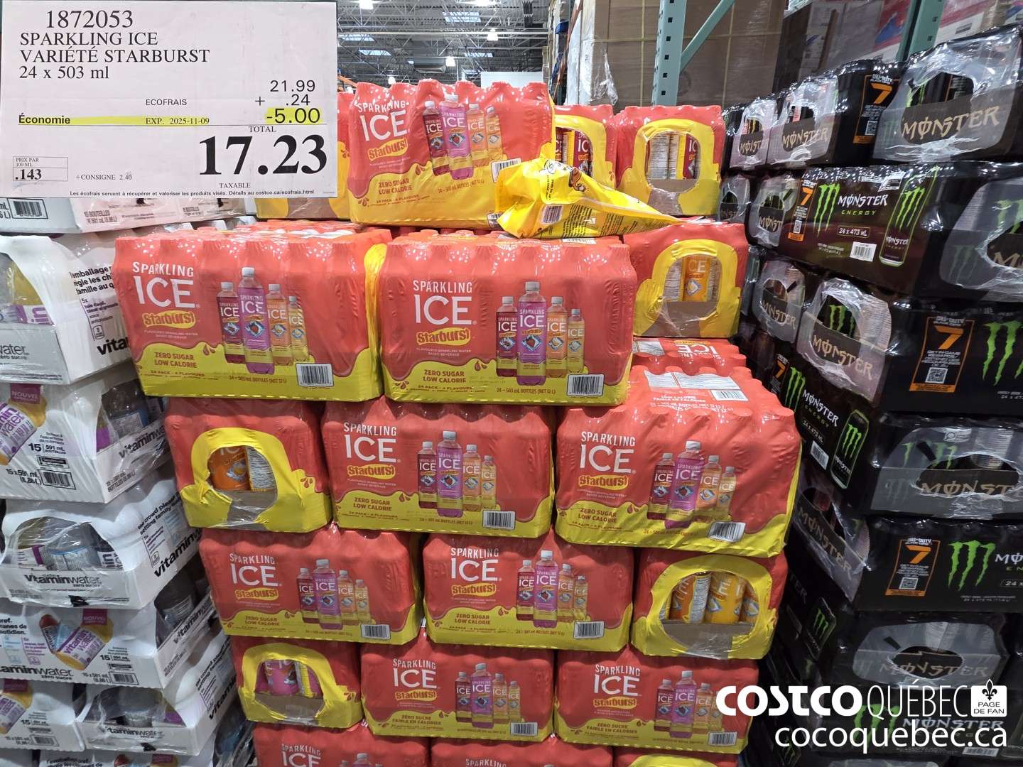 1872053 SPARKLING ICE VARIETE STARBURST 24 x 503 ml  ($5.00 INSTANT SAVINGS EXPIRES ON 2025-11-09) $17.23