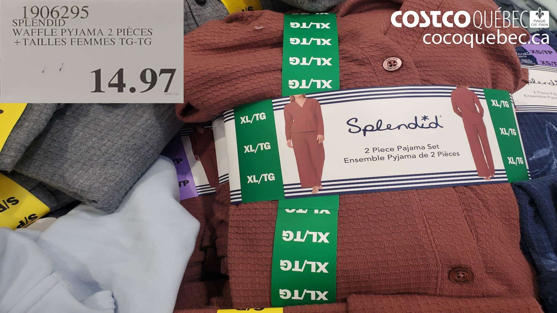 1906295 SPLENDID WAFFLE PYJAMA 2 PIECES +TAILLES FEMMES TG-TG $14.97
