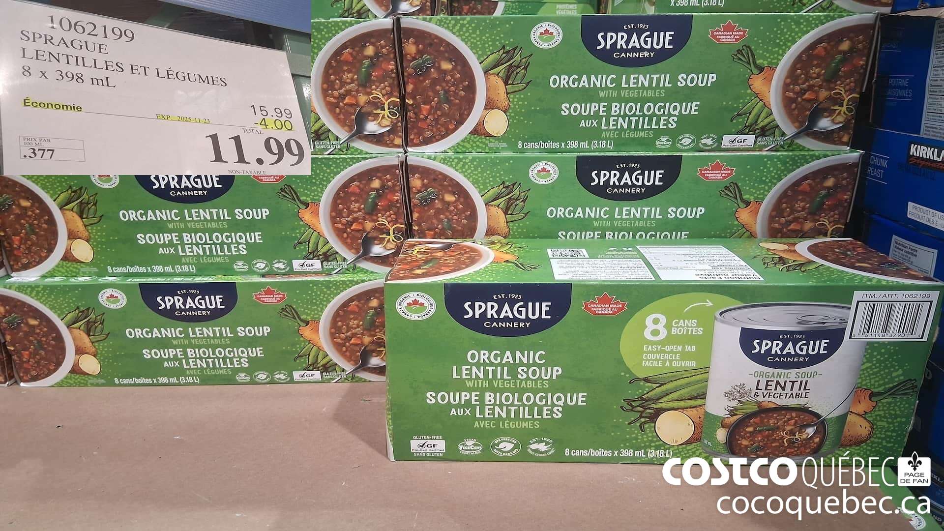 1062199 SPRAGUE LENTILLES ET LEGUMES 8 X 398ML ($4.00 INSTANT SAVINGS EXPIRES ON 2025-11-23) $11.99