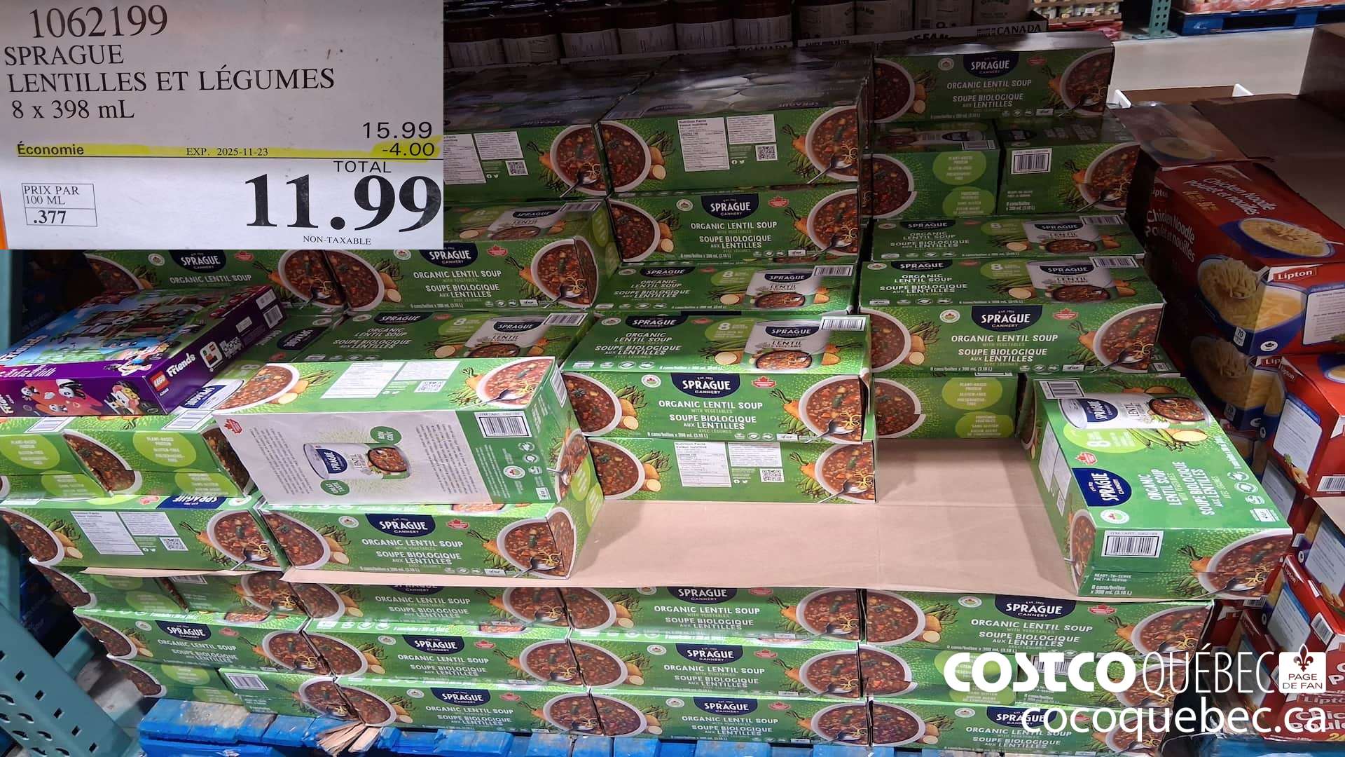 1062199 SPRAGUE LENTILLES ET LEGUMES 8 X 398ML ($4.00 INSTANT SAVINGS EXPIRES ON 2025-11-23) $11.99