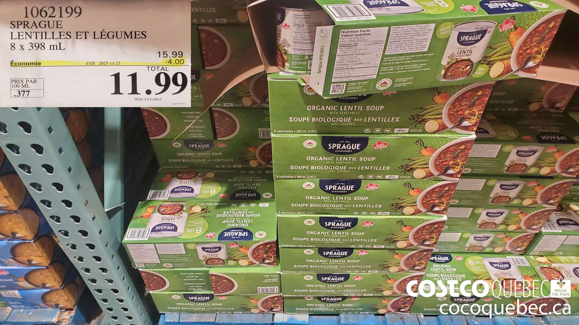 1062199 SPRAGUE LENTILLES ET LEGUMES 8 X 398ML ($4.00 INSTANT SAVINGS EXPIRES ON 2025-11-23) $11.99