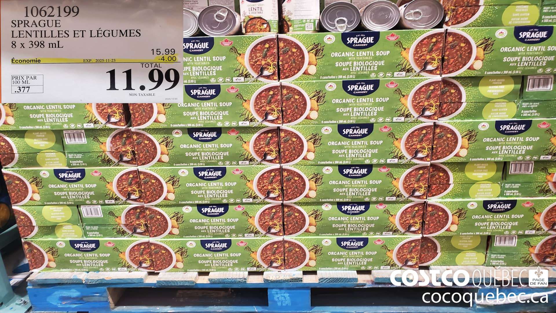 1062199 SPRAGUE LENTILLES ET LEGUMES 8 X 398ML ($4.00 INSTANT SAVINGS EXPIRES ON 2025-11-23) $11.99