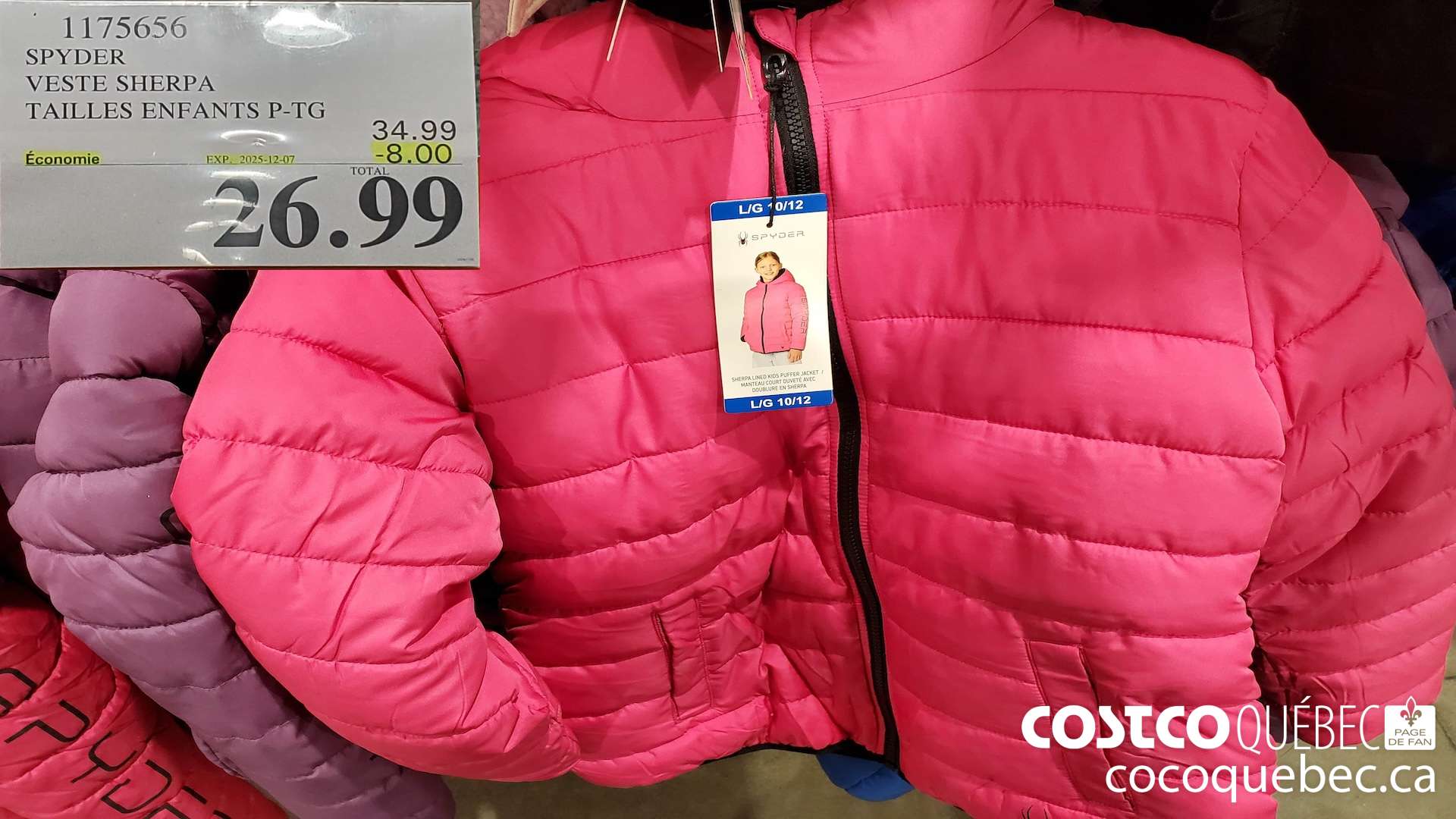 1175656 SPYDER VESTE SHERPA TAILLES ENFANTS P-TG ($8.00 INSTANT SAVINGS EXPIRES ON 2025-12-07) $26.99